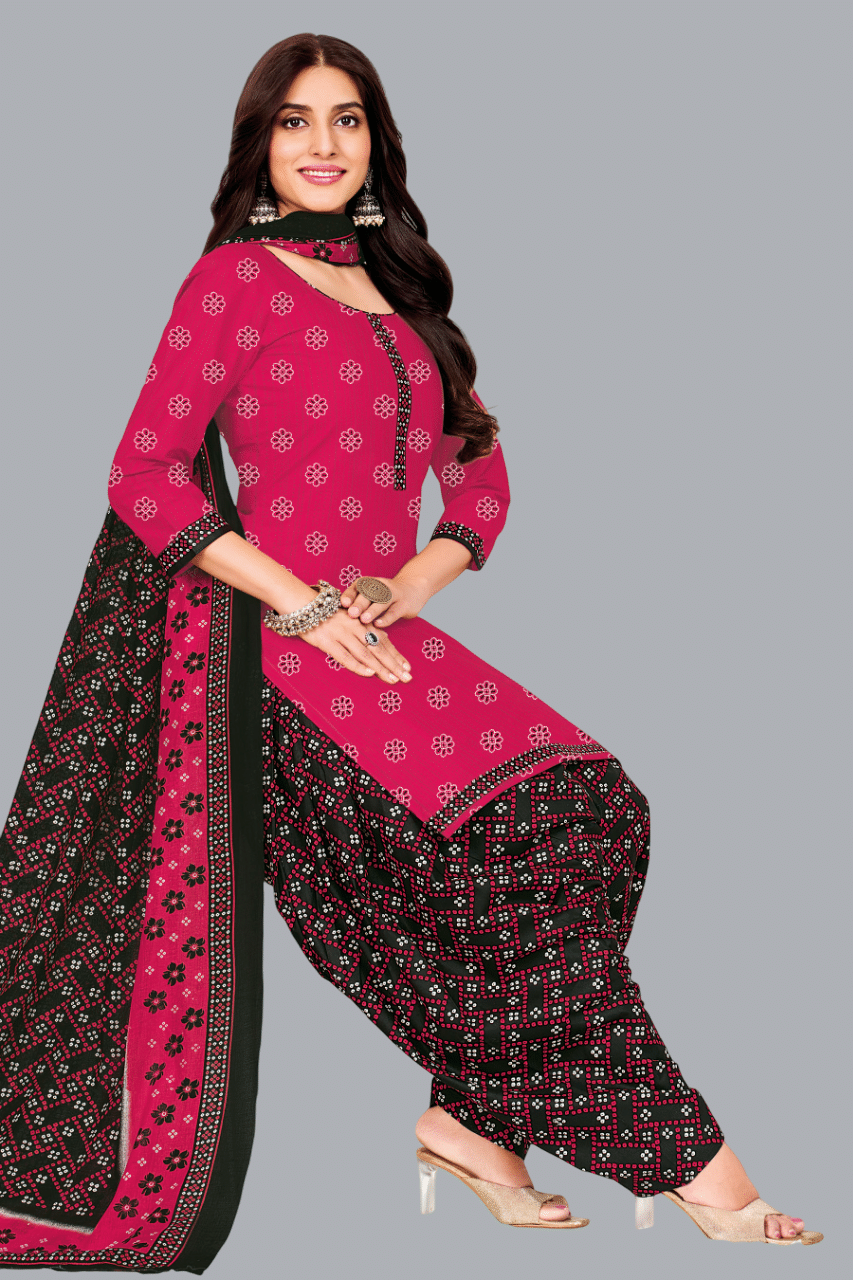     			SIMMU Women Cotton Unstitched Dress Material ( Pink )