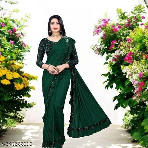 SIMRISH Lycra Self Design Saree With Unstitched Blouse Piece ( Green ) SIMRISH Lycra Self Design Saree With Unstitched Blouse Piece ( Green )