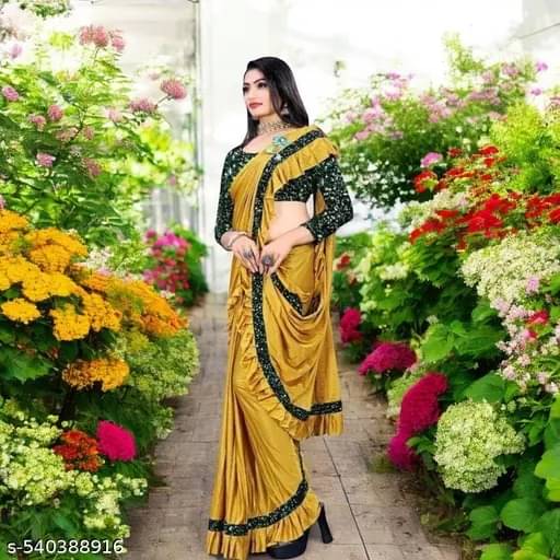 SIMRISH Lycra Self Design With Unstitched Blouse Piece ( Yellow ) SIMRISH Lycra Self Design With Unstitched Blouse Piece ( Yellow )