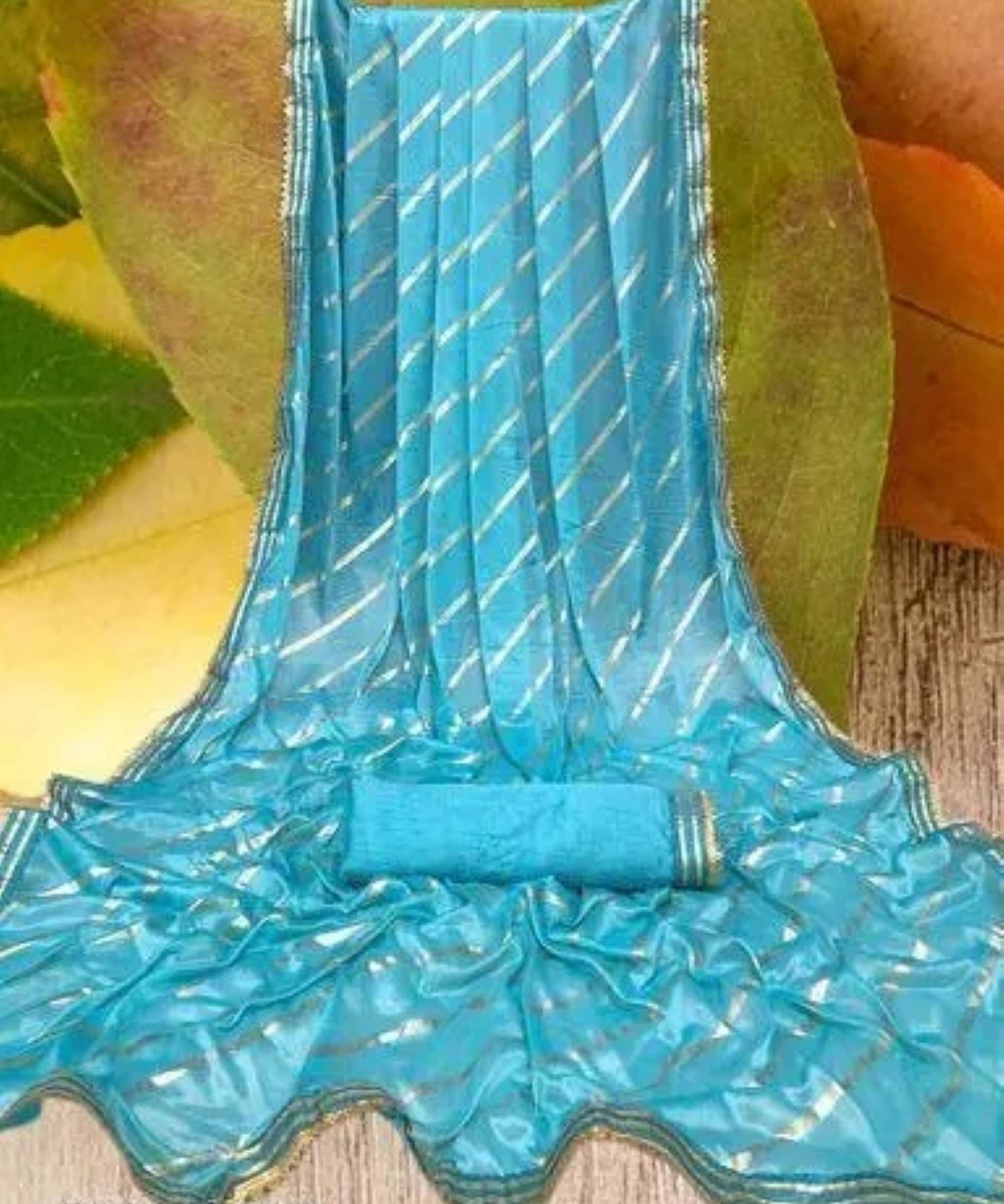 SIMRISH Lycra Self Design With Unstitched Blouse Piece ( Blue ) SIMRISH Lycra Self Design With Unstitched Blouse Piece ( Blue )