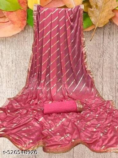     			SIMRISH Lycra Self Design Saree With Unstitched Blouse Piece ( Pink )