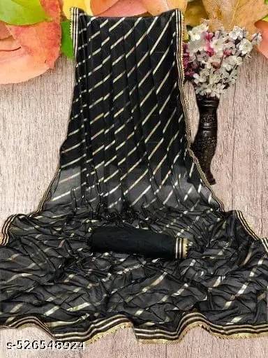     			SIMRISH Lycra Self Design Saree With Unstitched Blouse Piece ( Black )