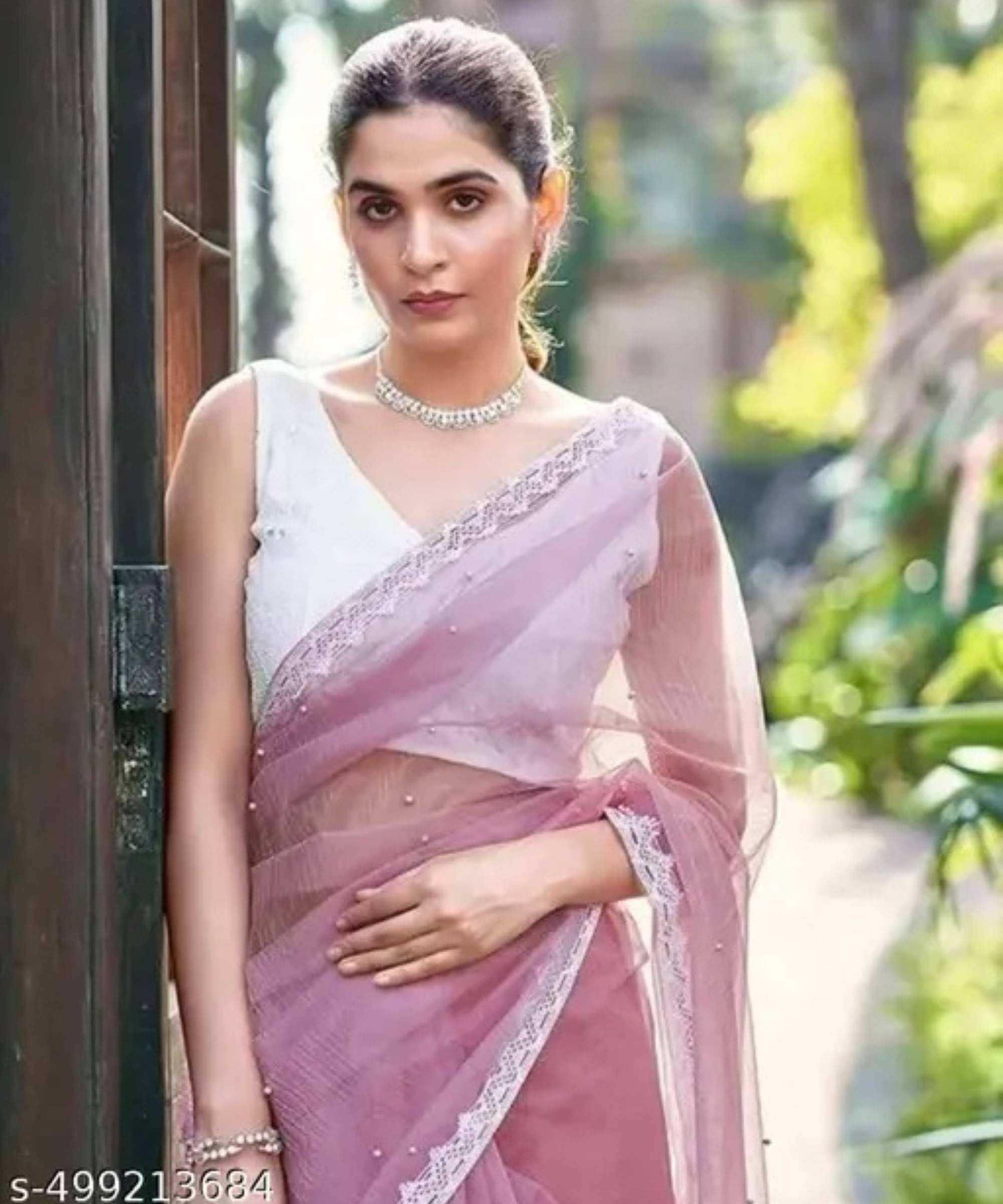 SIMRISH NET Self Design With Unstitched Blouse Piece ( Pink ) SIMRISH NET Self Design With Unstitched Blouse Piece ( Pink )