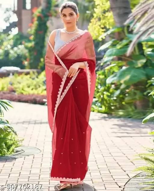 SIMRISH Net Embellished Saree With Unstitched Blouse Piece ( Red ) SIMRISH Net Embellished Saree With Unstitched Blouse Piece ( Red )
