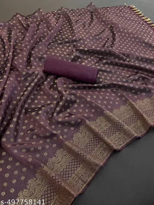     			SIMRISH Nylon Self Design Saree With Unstitched Blouse Piece ( Wine )