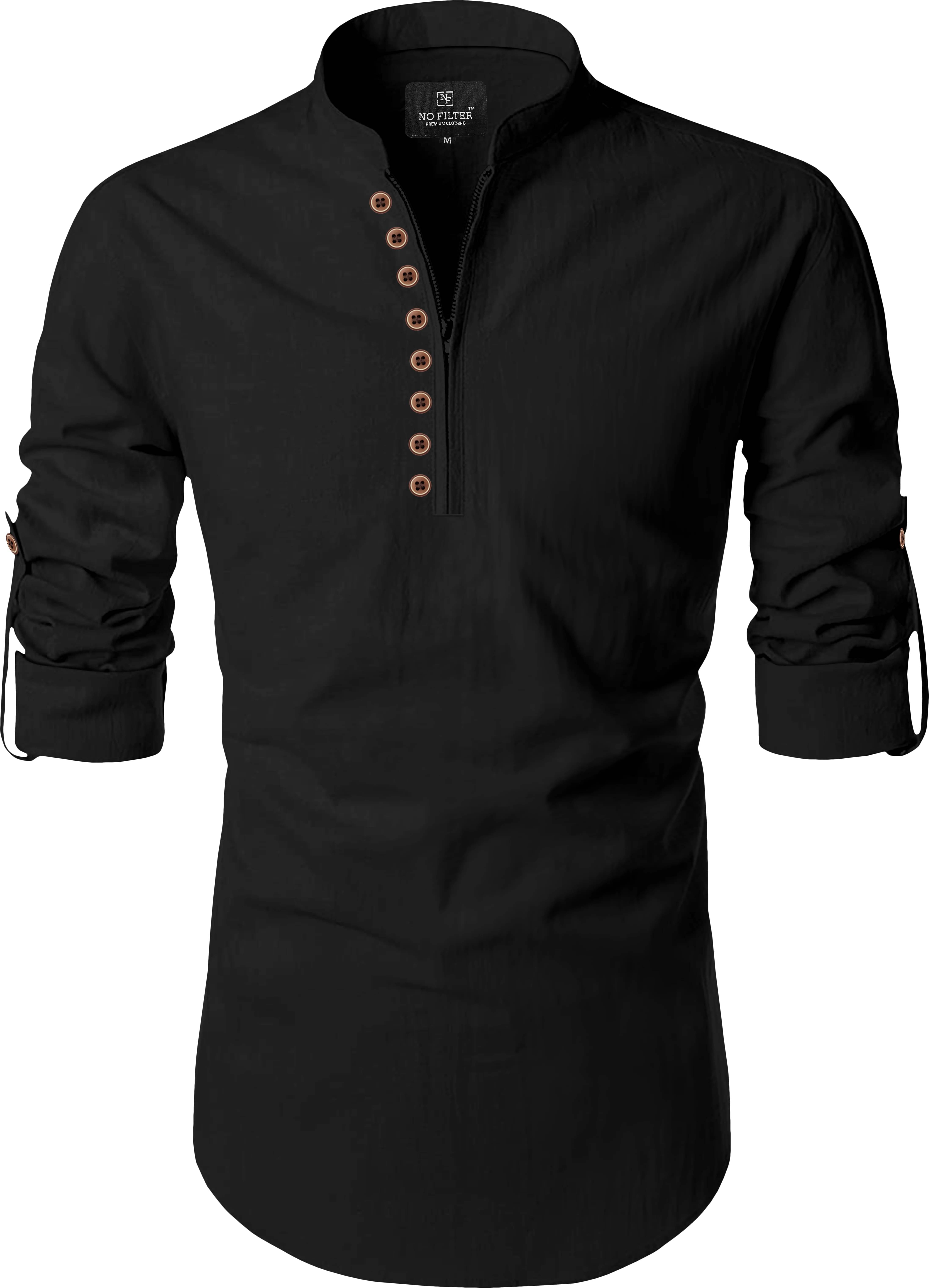     			SPOQUE Black Cotton Men's Regular Kurta ( Pack of 1 )