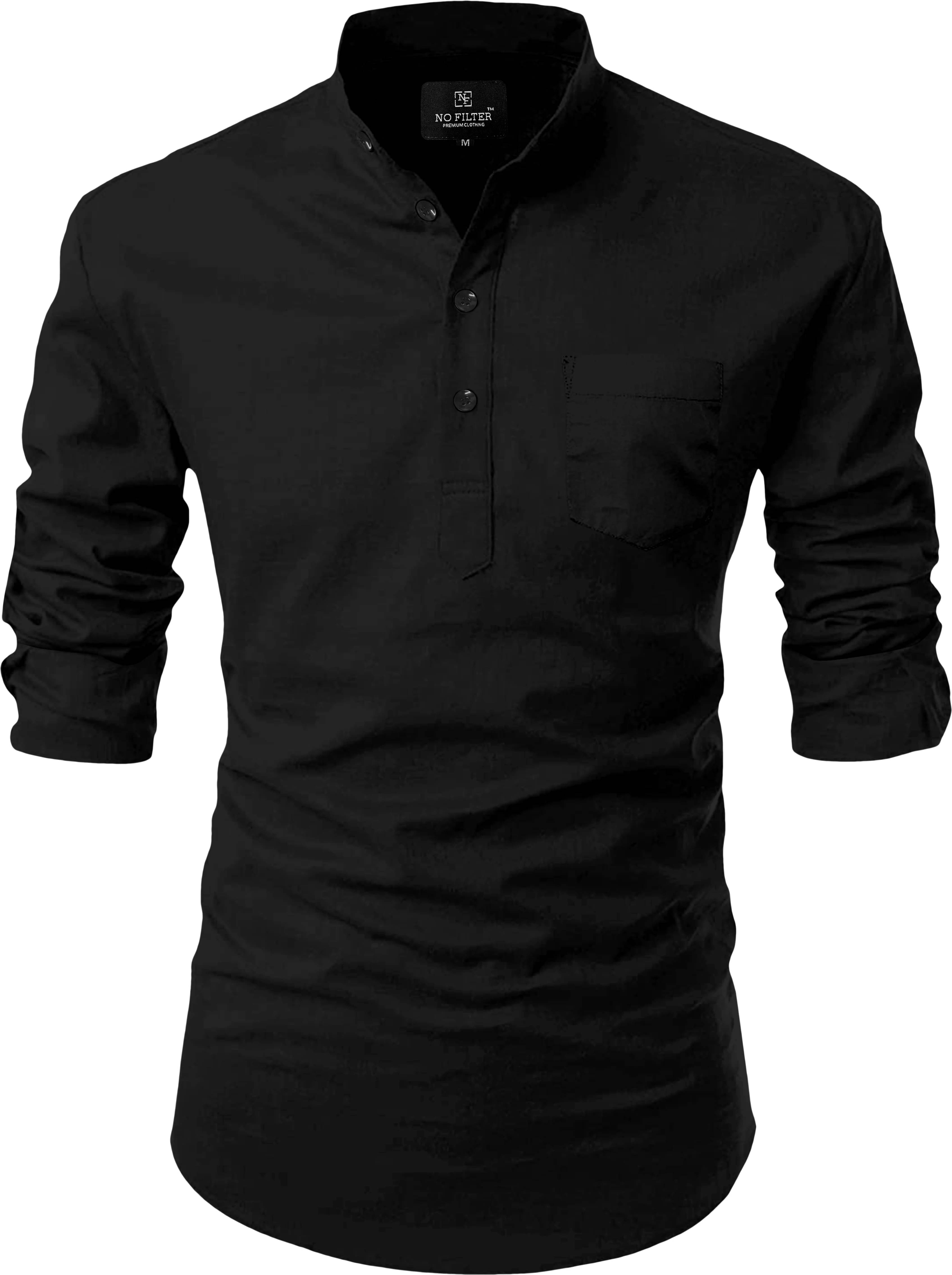 SPOQUE Black Cotton Men's Regular Kurta ( Pack of 1 ) SPOQUE Black Cotton Men's Regular Kurta ( Pack of 1 )