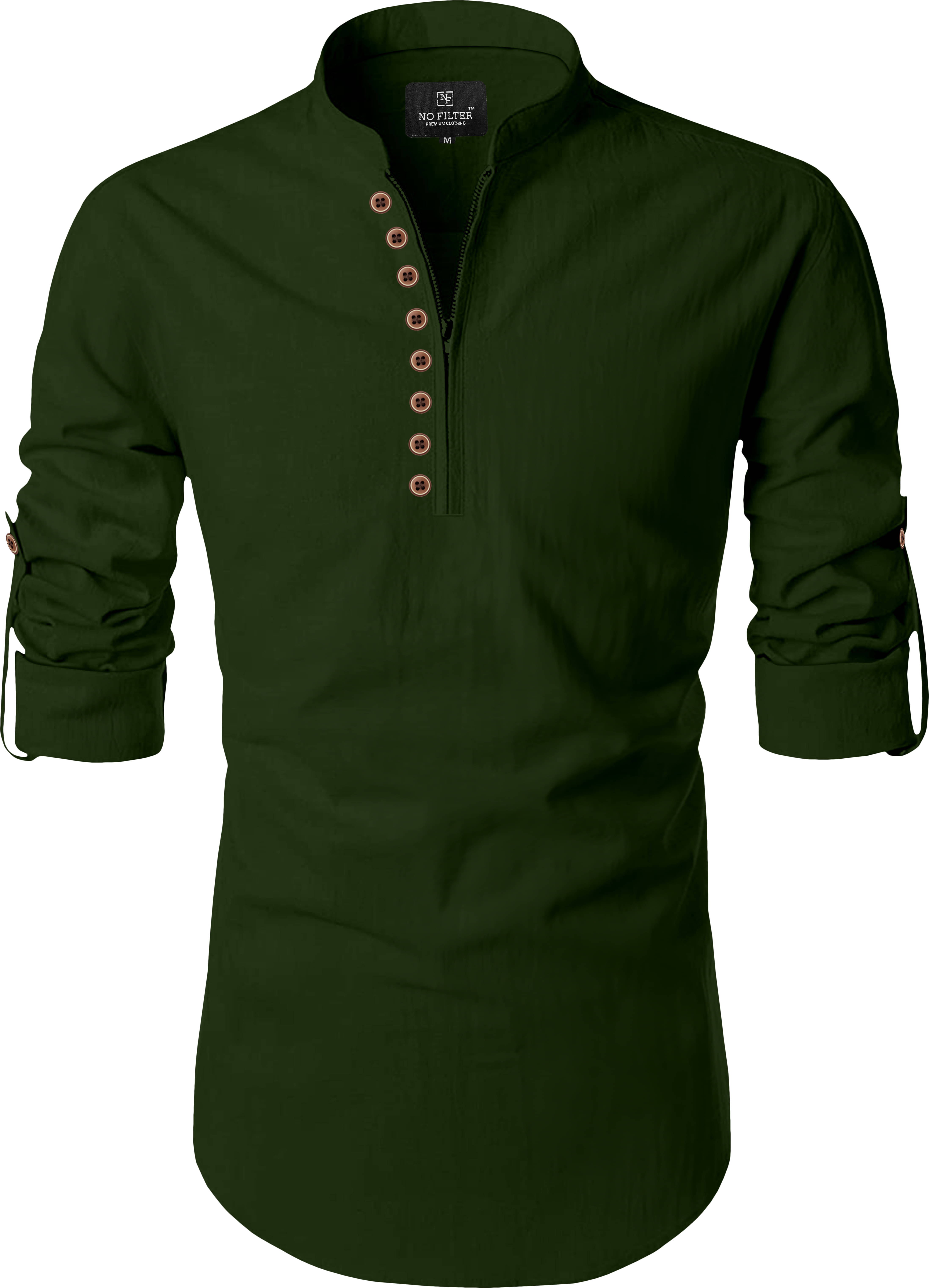     			SPOQUE Dark Green Cotton Men's Regular Kurta ( Pack of 1 )