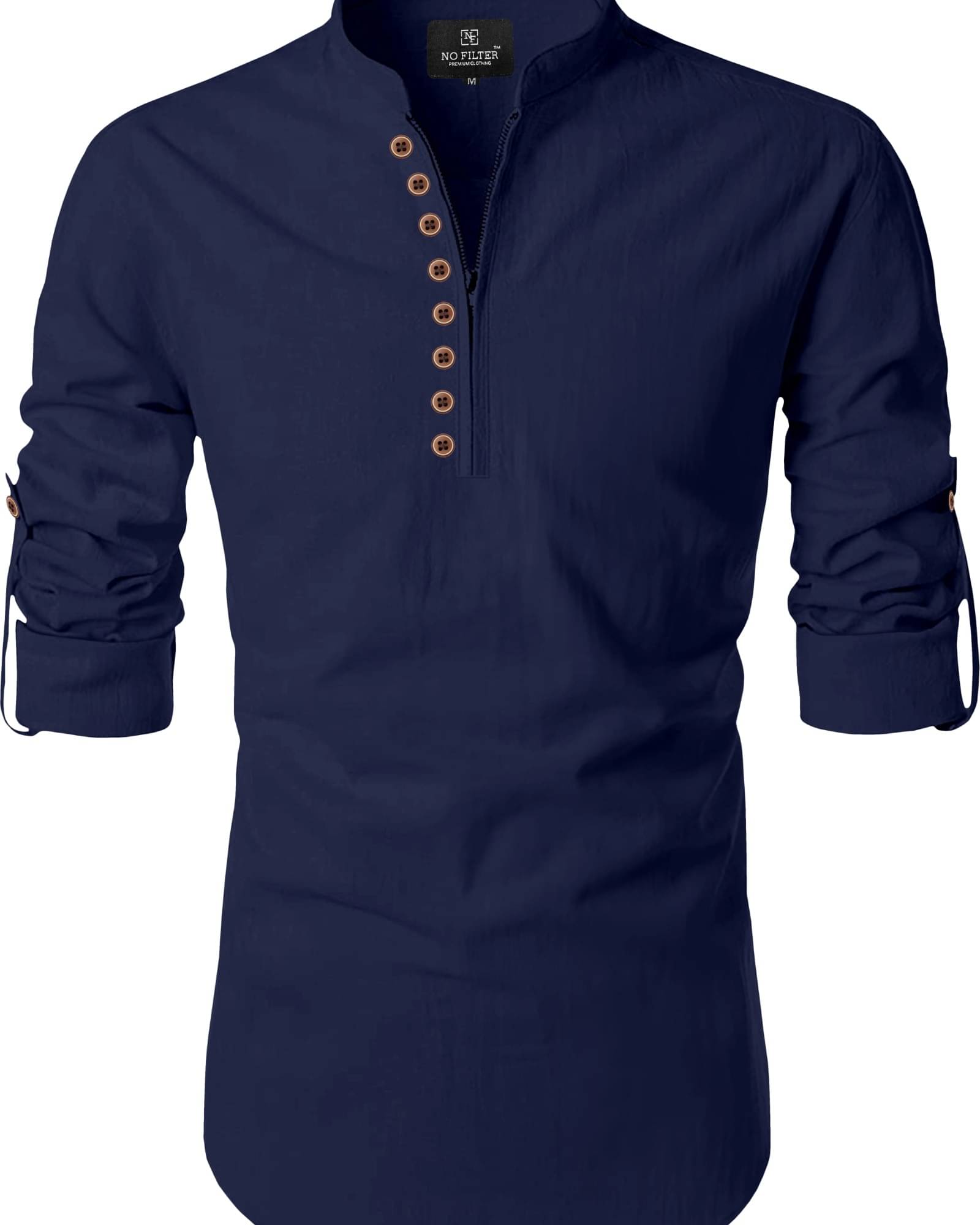     			SPOQUE Navy Blue Cotton Men's Regular Kurta ( Pack of 1 )