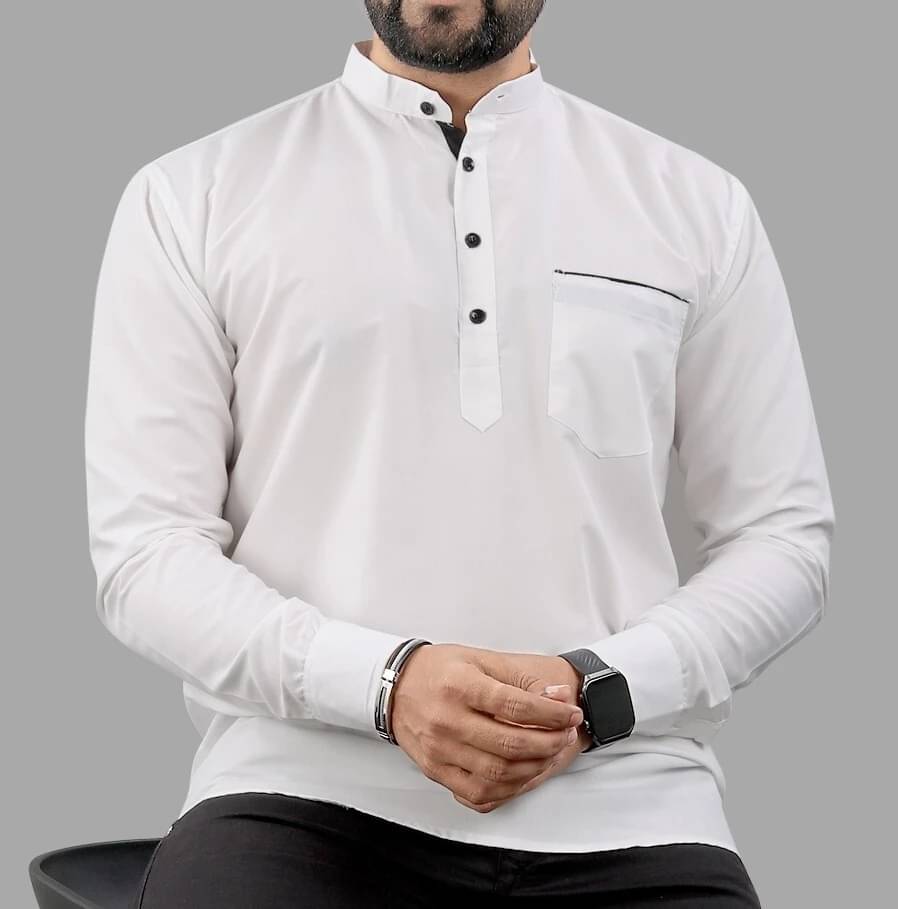     			SPOQUE White Cotton Blend Men's Regular Kurta ( Pack of 1 )