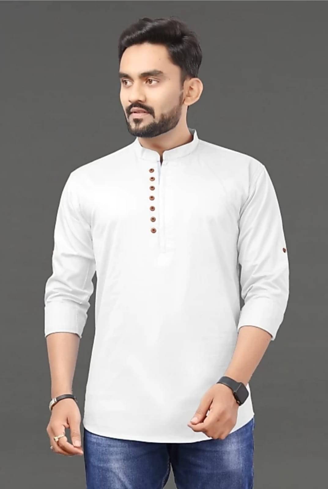     			SPOQUE White Cotton Blend Men's Regular Kurta ( Pack of 1 )