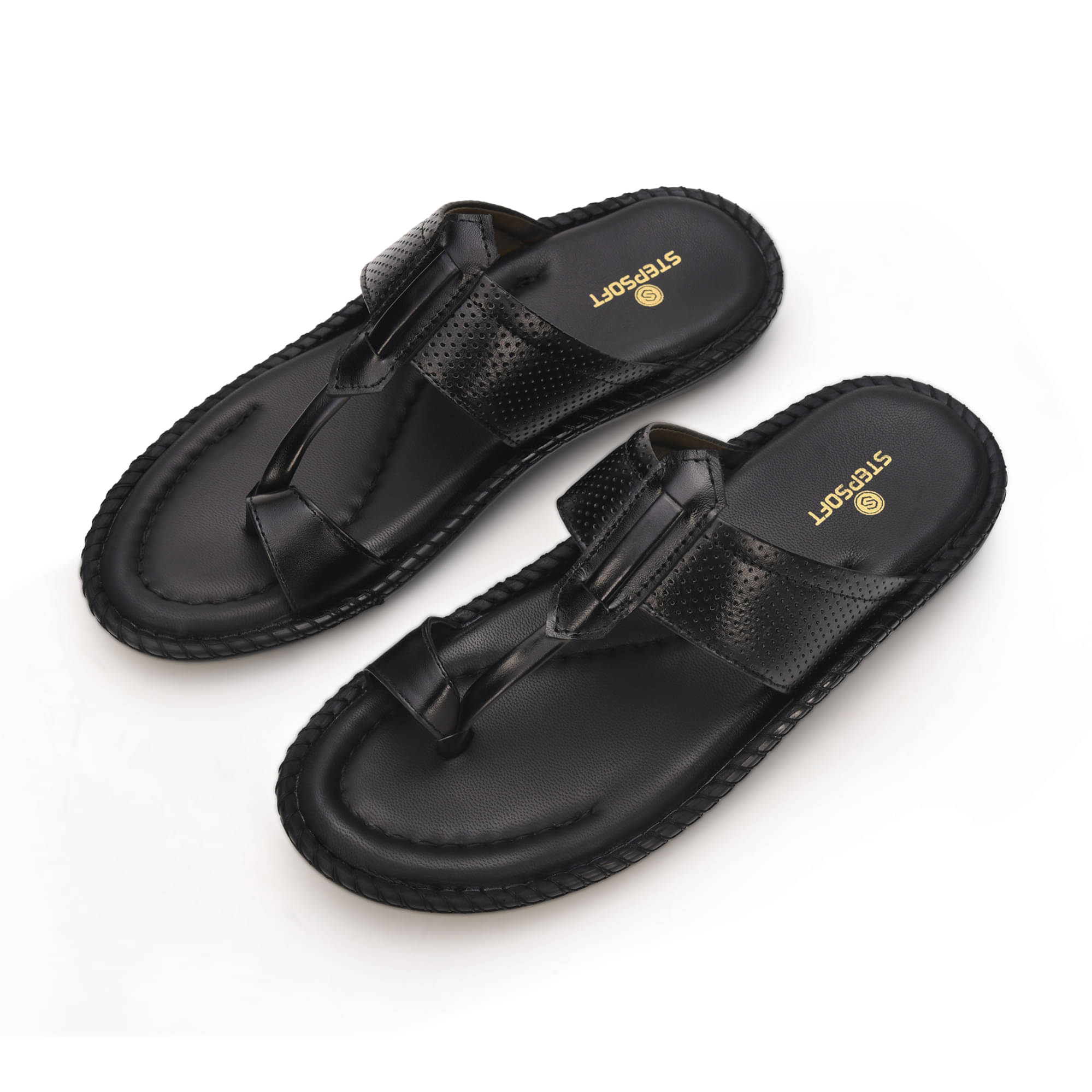     			STEPSOFT Black Men's Thong Flip Flop