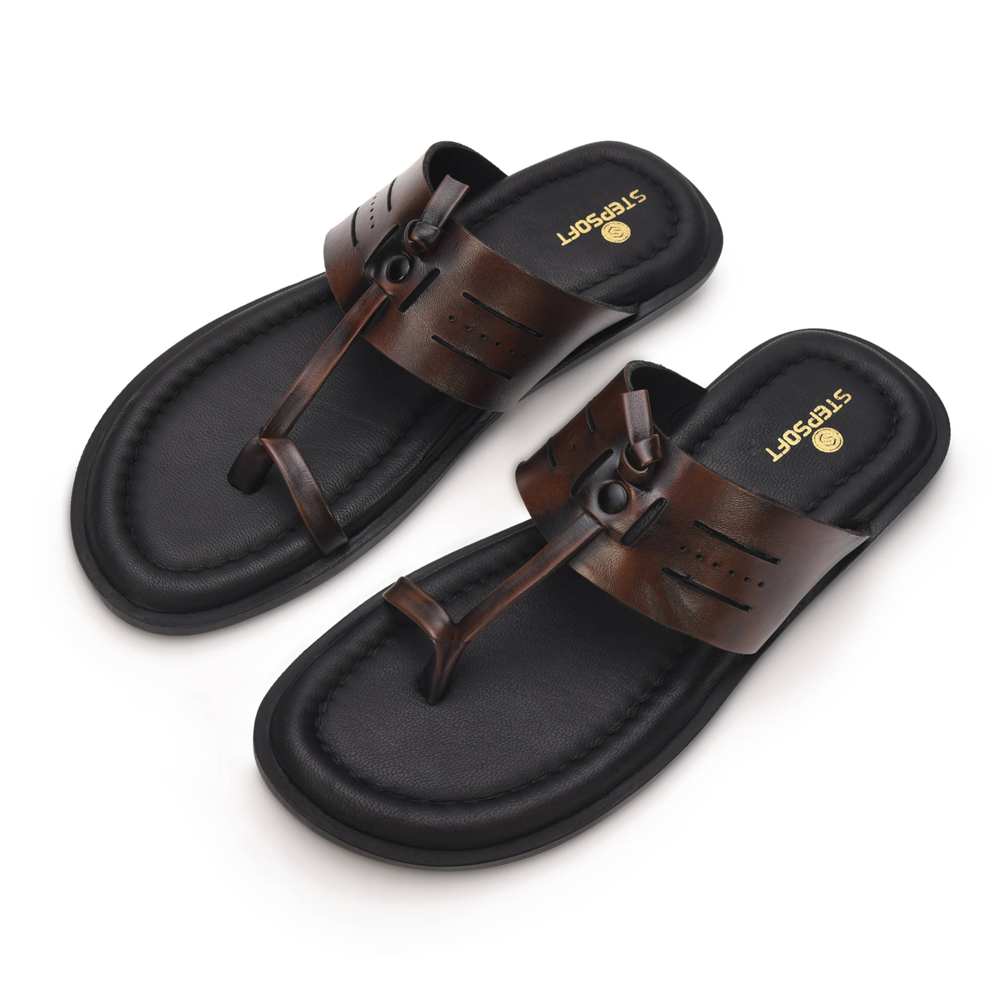     			STEPSOFT Tan Men's Thong Flip Flop