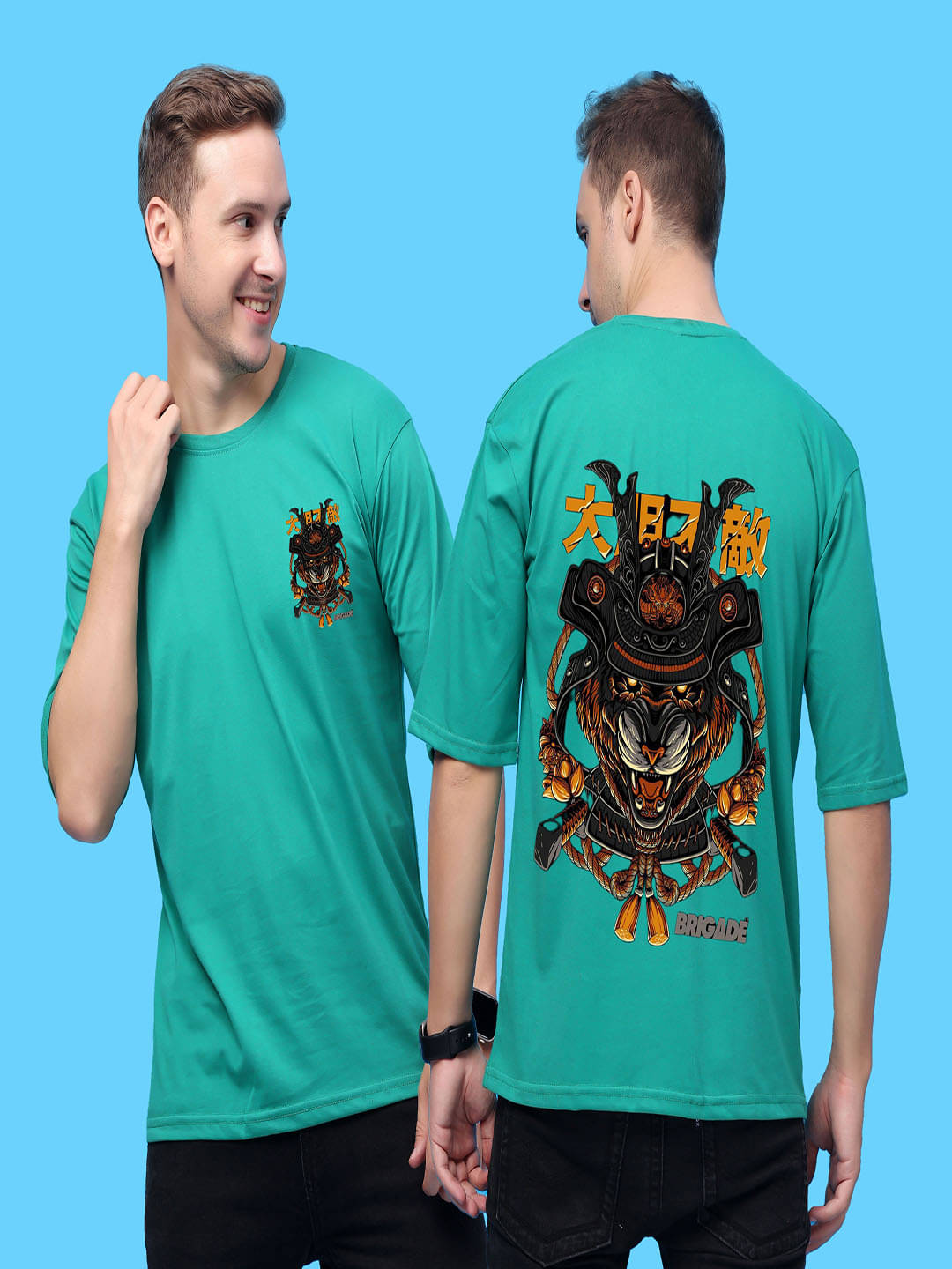     			SWIFTLY Men Cotton Oversized Fit Printed T-Shirt ( Teal )