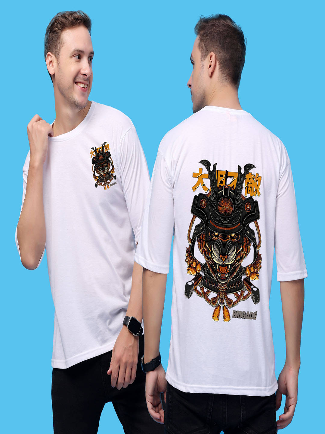     			SWIFTLY Men Cotton Oversized Fit Printed T-Shirt ( White )