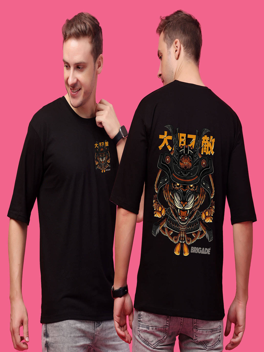     			SWIFTLY Men Cotton Oversized Fit Printed T-Shirt ( Black )