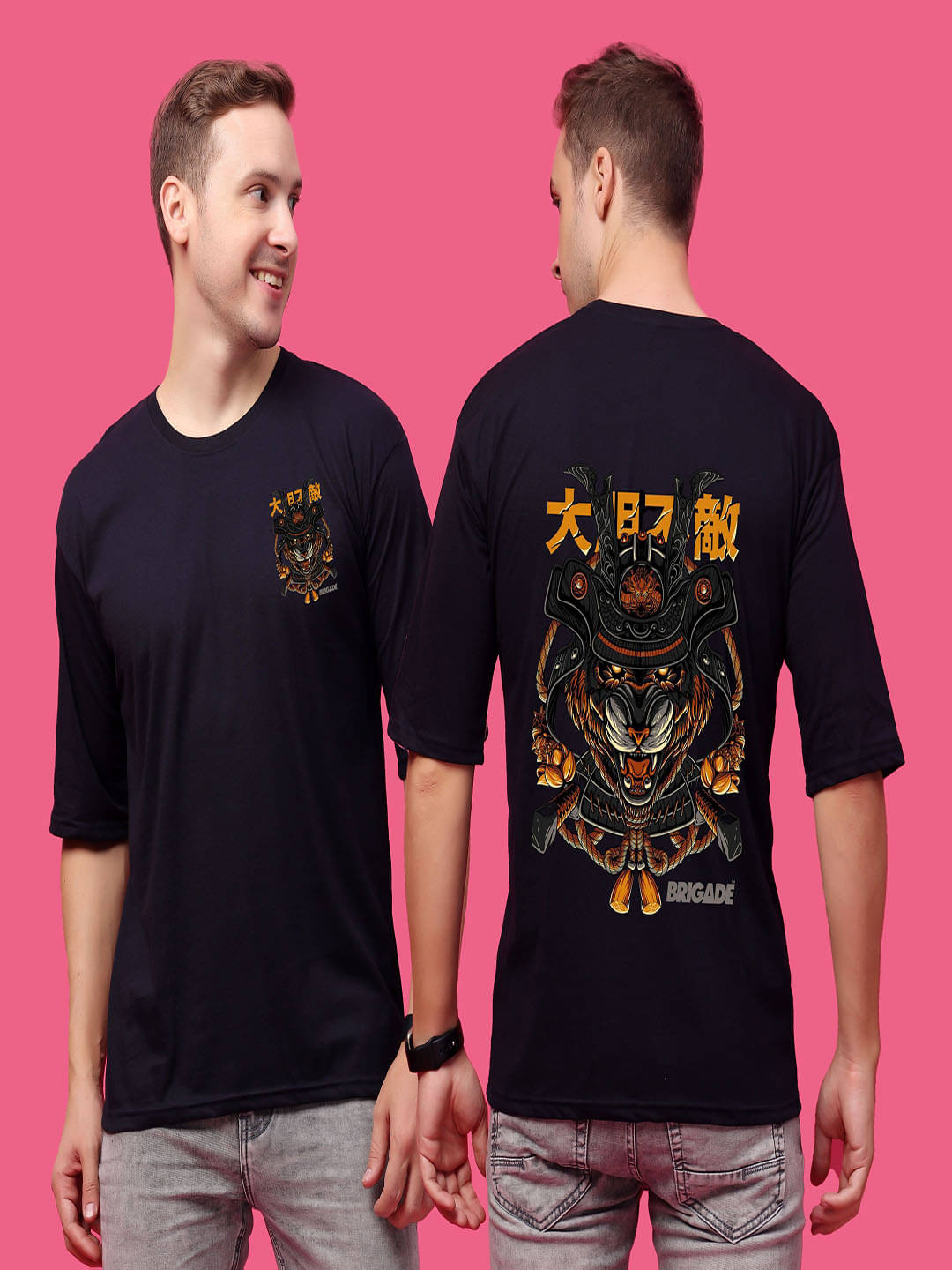     			SWIFTLY Men Cotton Oversized Fit Printed T-Shirt ( Navy )