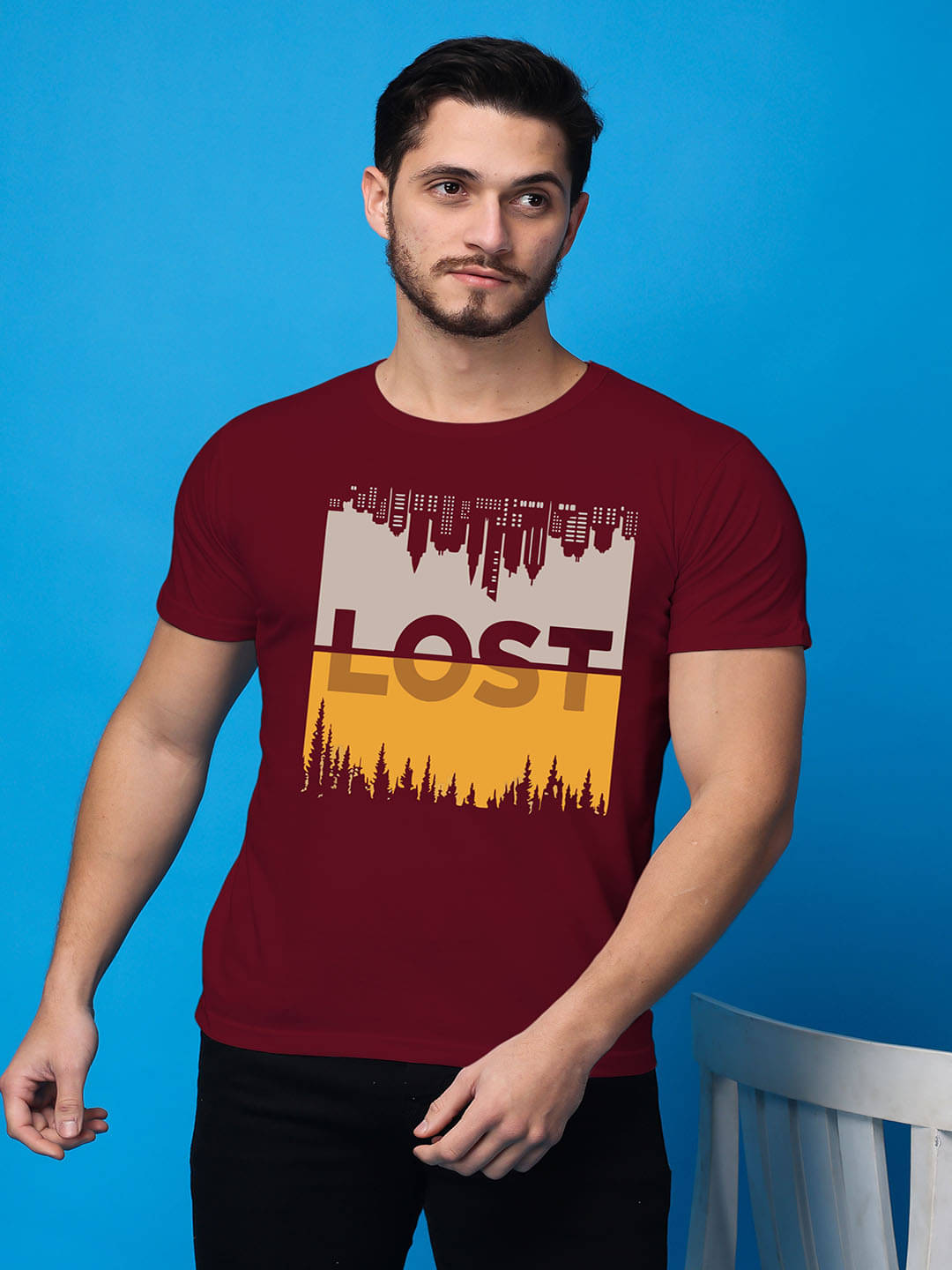 SWIFTLY Men Cotton Regular Fit Printed T-Shirt ( Maroon ) SWIFTLY Men Cotton Regular Fit Printed T-Shirt ( Maroon )