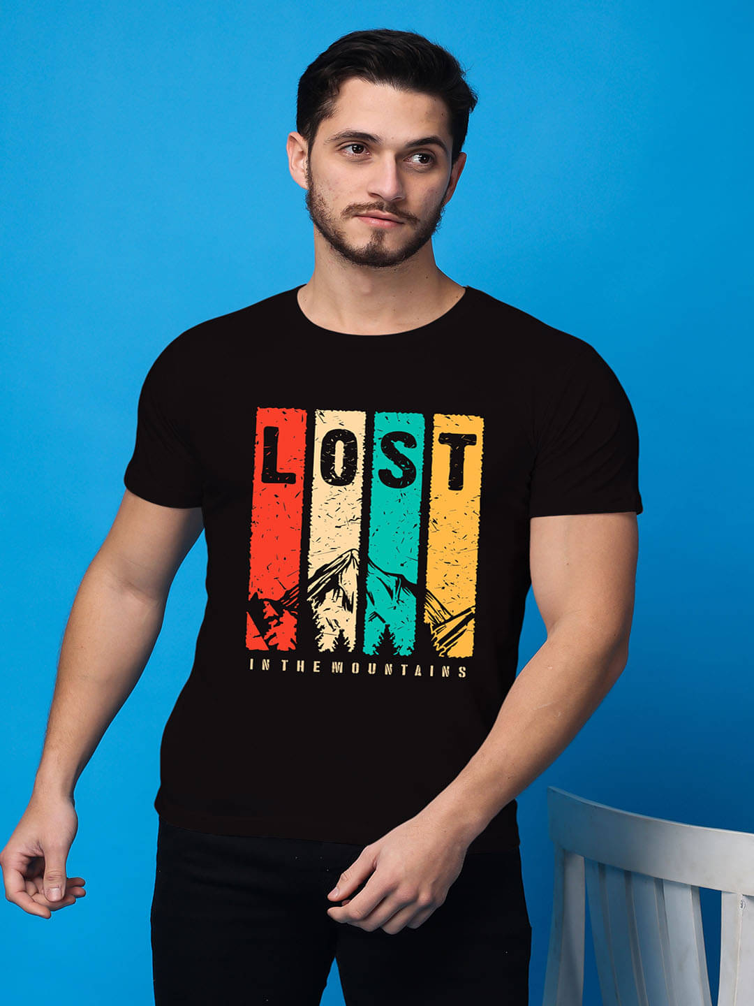 SWIFTLY Men Cotton Regular Fit Printed T-Shirt ( Black ) SWIFTLY Men Cotton Regular Fit Printed T-Shirt ( Black )