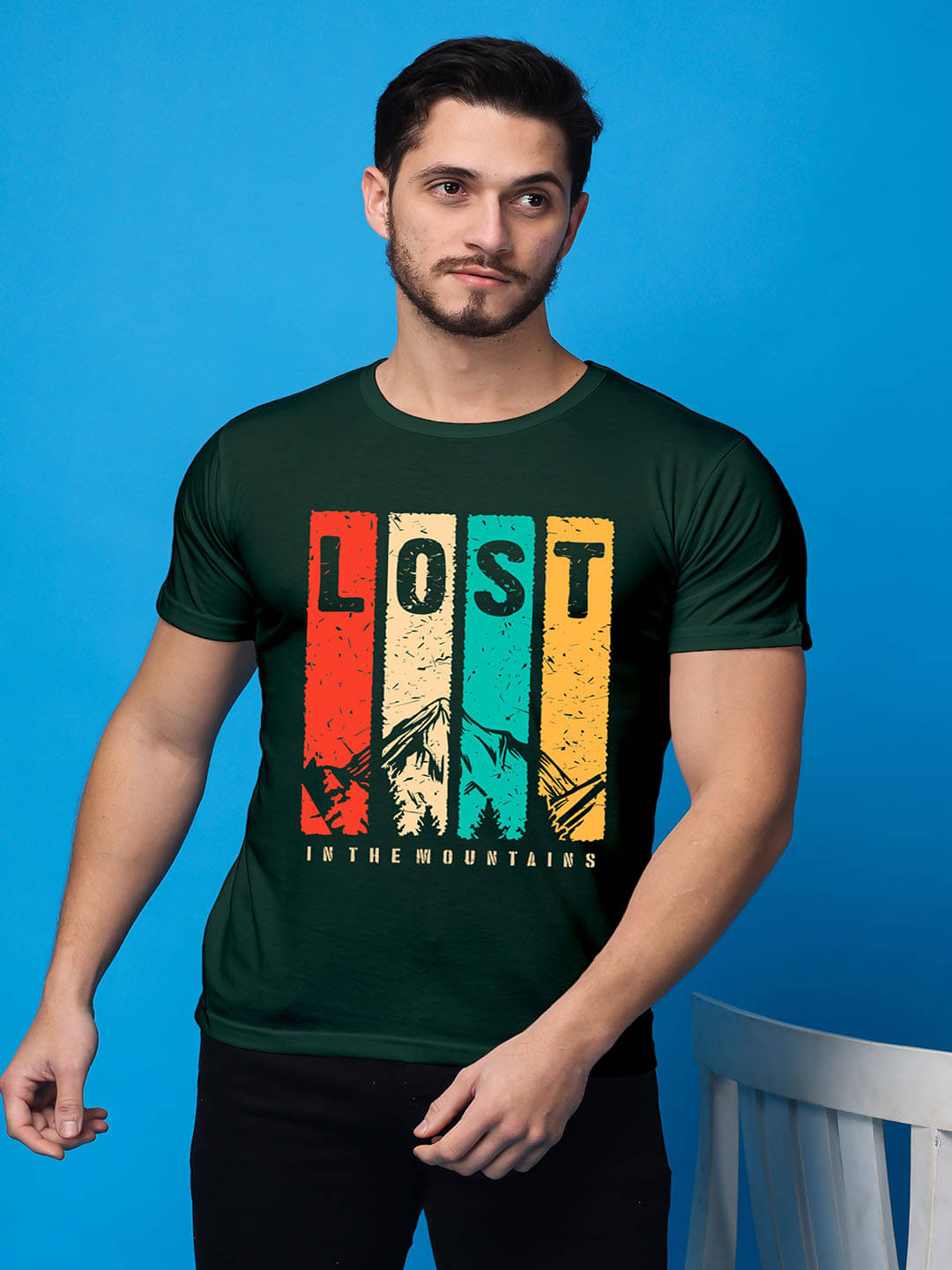     			SWIFTLY Men Cotton Regular Fit Printed T-Shirt ( Green )
