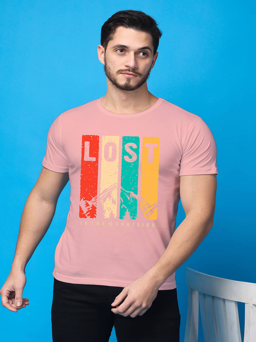     			SWIFTLY Men Cotton Regular Fit Printed T-Shirt ( Peach )