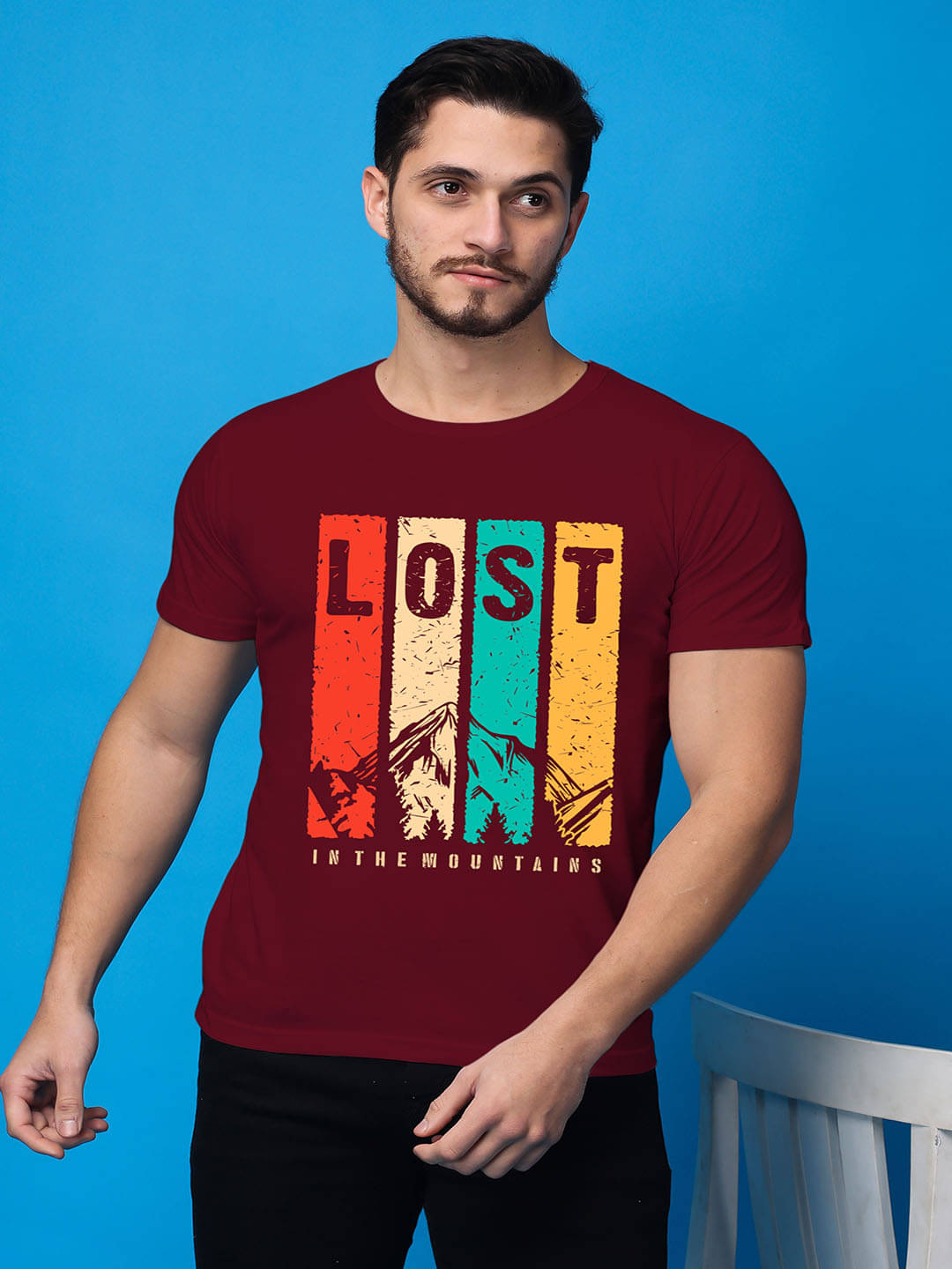 SWIFTLY Men Cotton Regular Fit Printed T-Shirt ( Maroon ) SWIFTLY Men Cotton Regular Fit Printed T-Shirt ( Maroon )