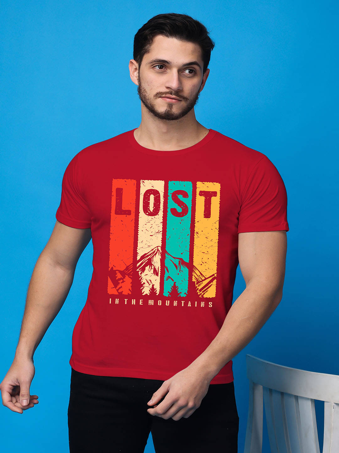 SWIFTLY Men Cotton Regular Fit Printed T-Shirt ( Red ) SWIFTLY Men Cotton Regular Fit Printed T-Shirt ( Red )