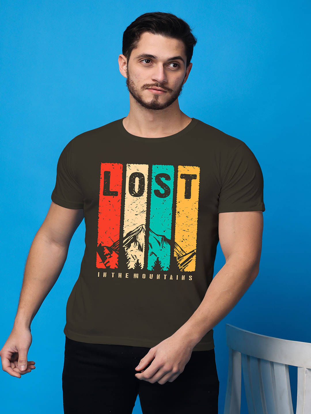 SWIFTLY Men Cotton Regular Fit Printed T-Shirt ( Olive ) SWIFTLY Men Cotton Regular Fit Printed T-Shirt ( Olive )