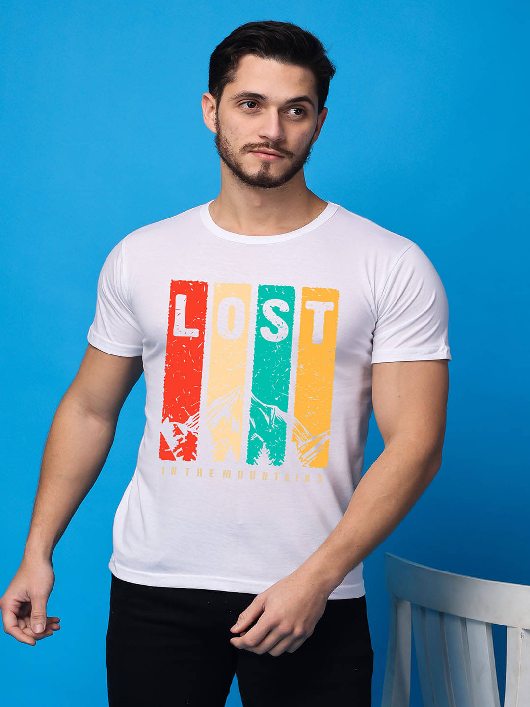 SWIFTLY Men Cotton Regular Fit Printed T-Shirt ( White ) SWIFTLY Men Cotton Regular Fit Printed T-Shirt ( White )
