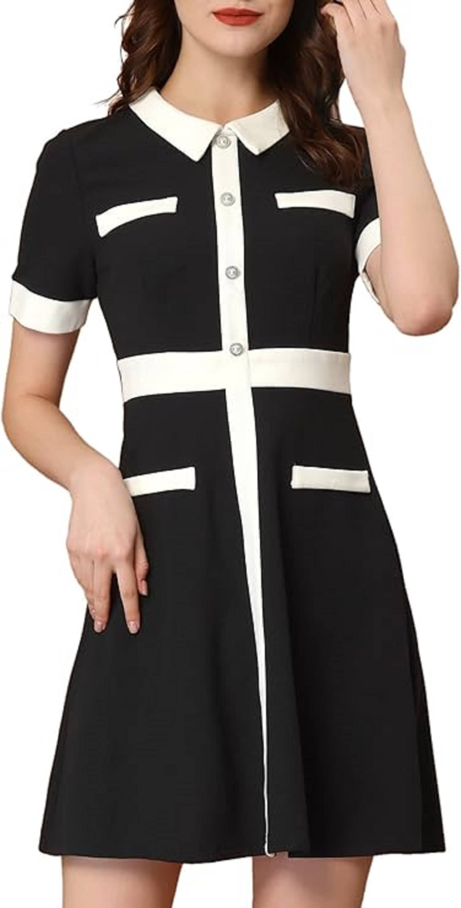 Shopeleven Women Polyester Solid Fit & Flare Dress ( Black ) Shopeleven Women Polyester Solid Fit & Flare Dress ( Black )