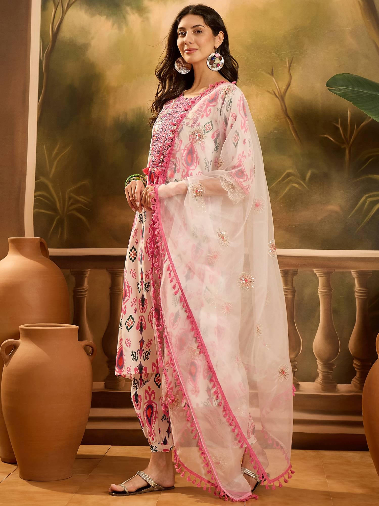 Stylum Women Rayon Embroidered A-line Kurti With Salwar ( White ) Stylum Women Rayon Embroidered A-line Kurti With Salwar ( White )