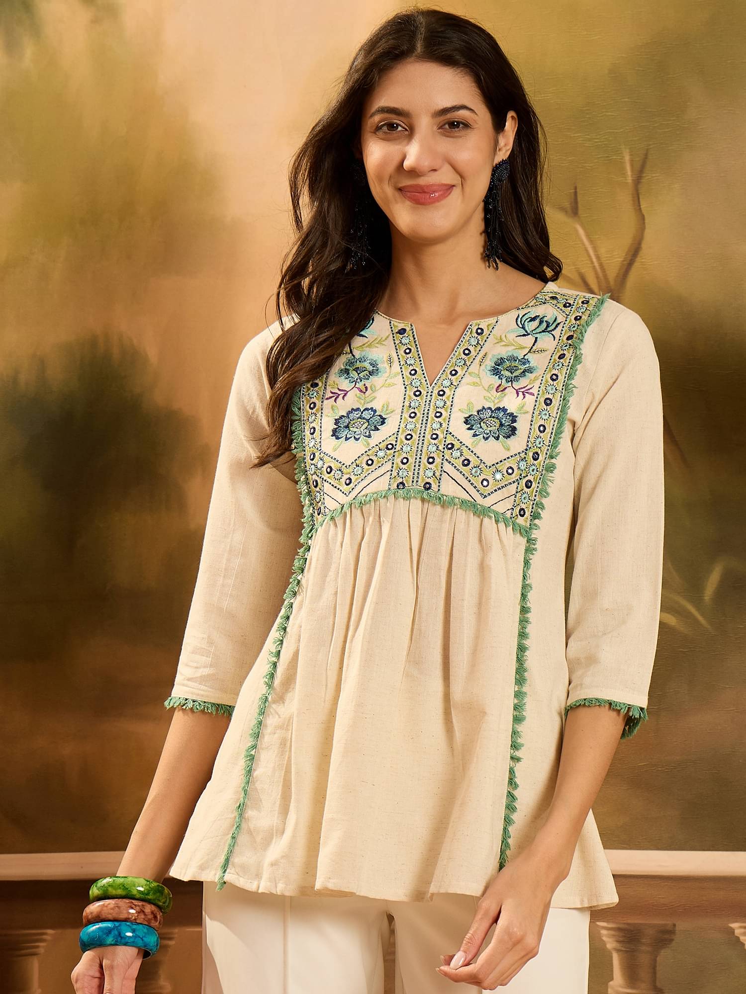 Stylum Women's Cotton Tunic ( Cream )     			Stylum Women's Cotton Tunic ( Cream )