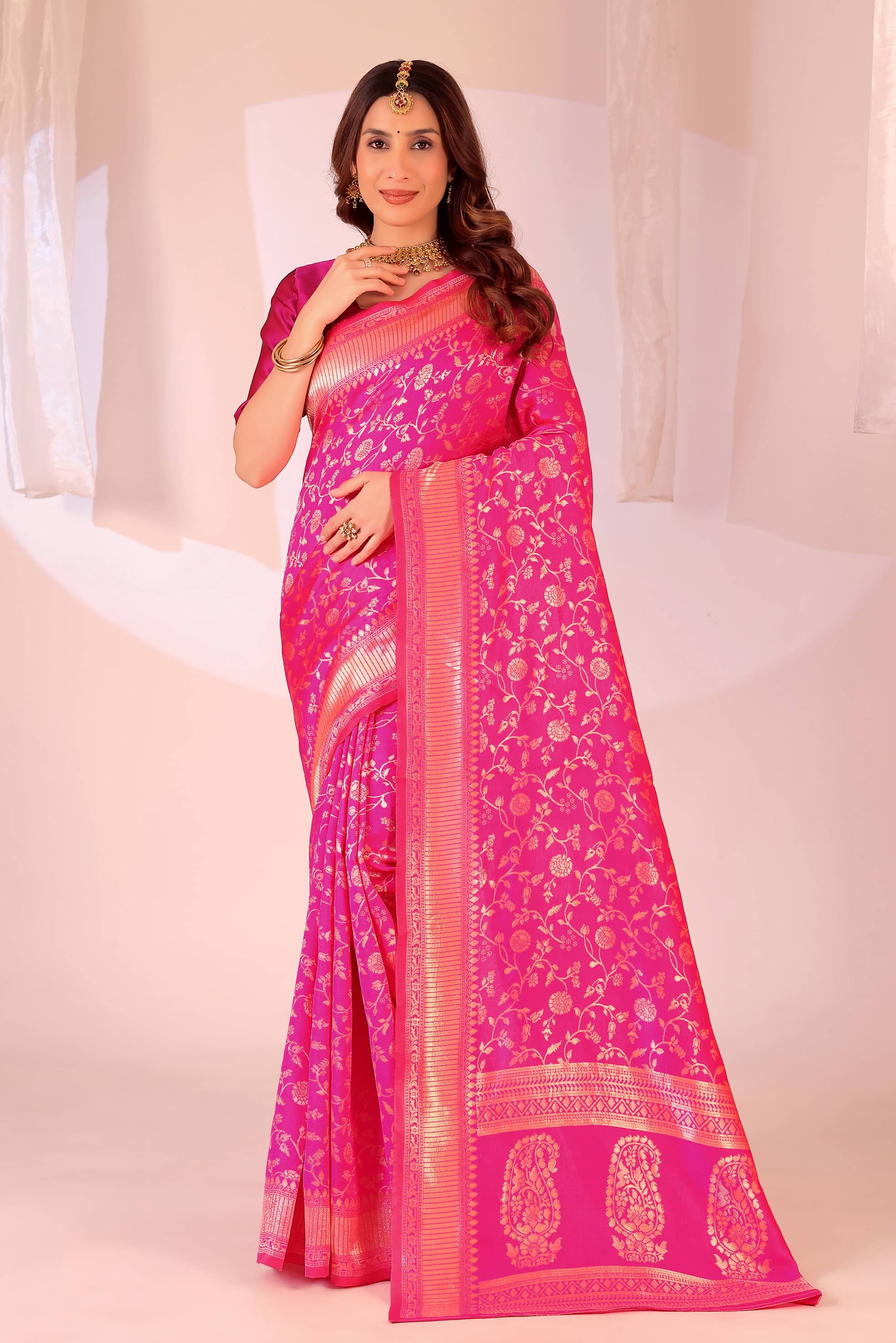     			Suali Art Silk Woven Saree With Unstitched Blouse Piece ( Pink )