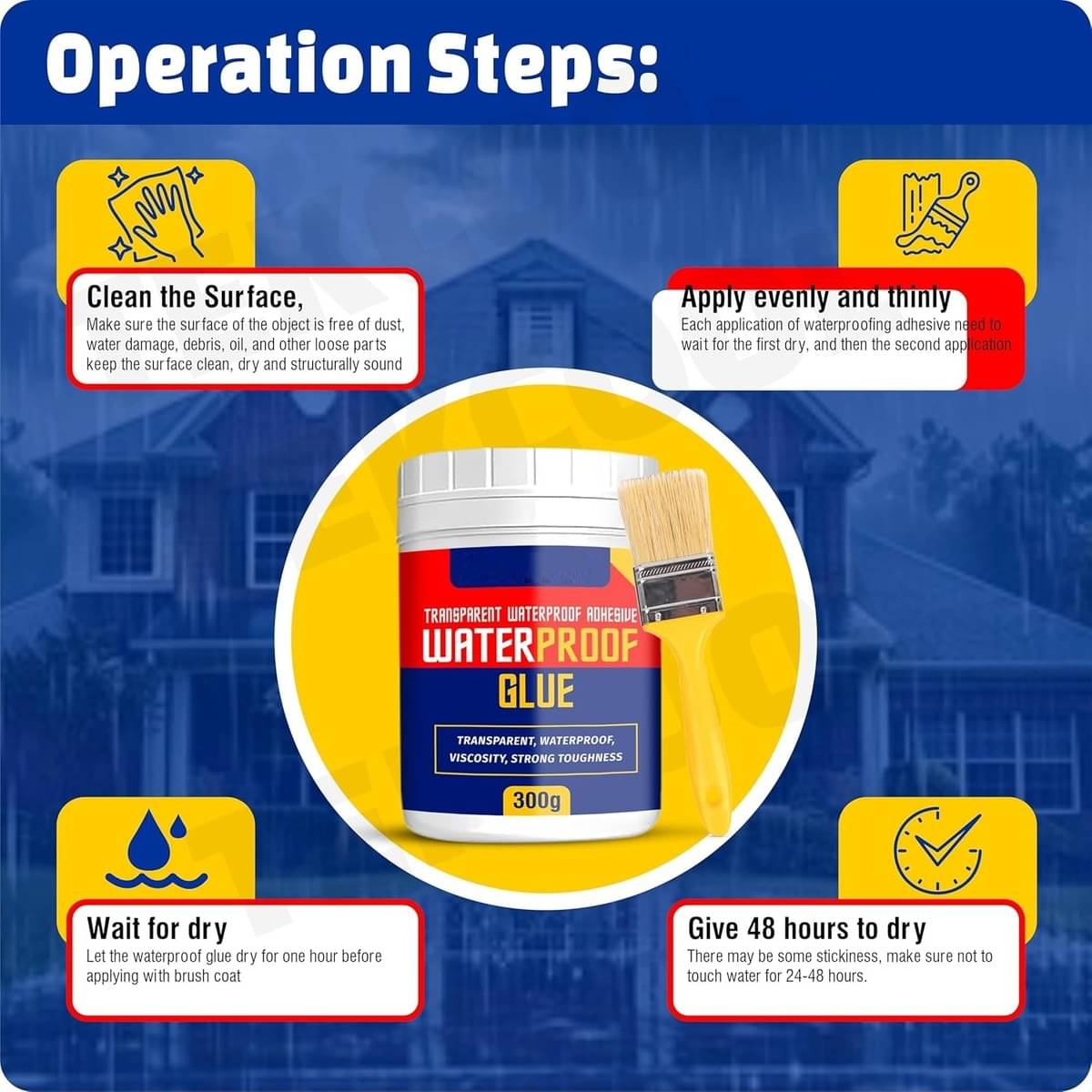 Transparent Waterproof Glue 300g with Brush, Leakage Protection Outdoor Bathroom     			Transparent Waterproof Glue 300g with Brush, Leakage Protection Outdoor Bathroom