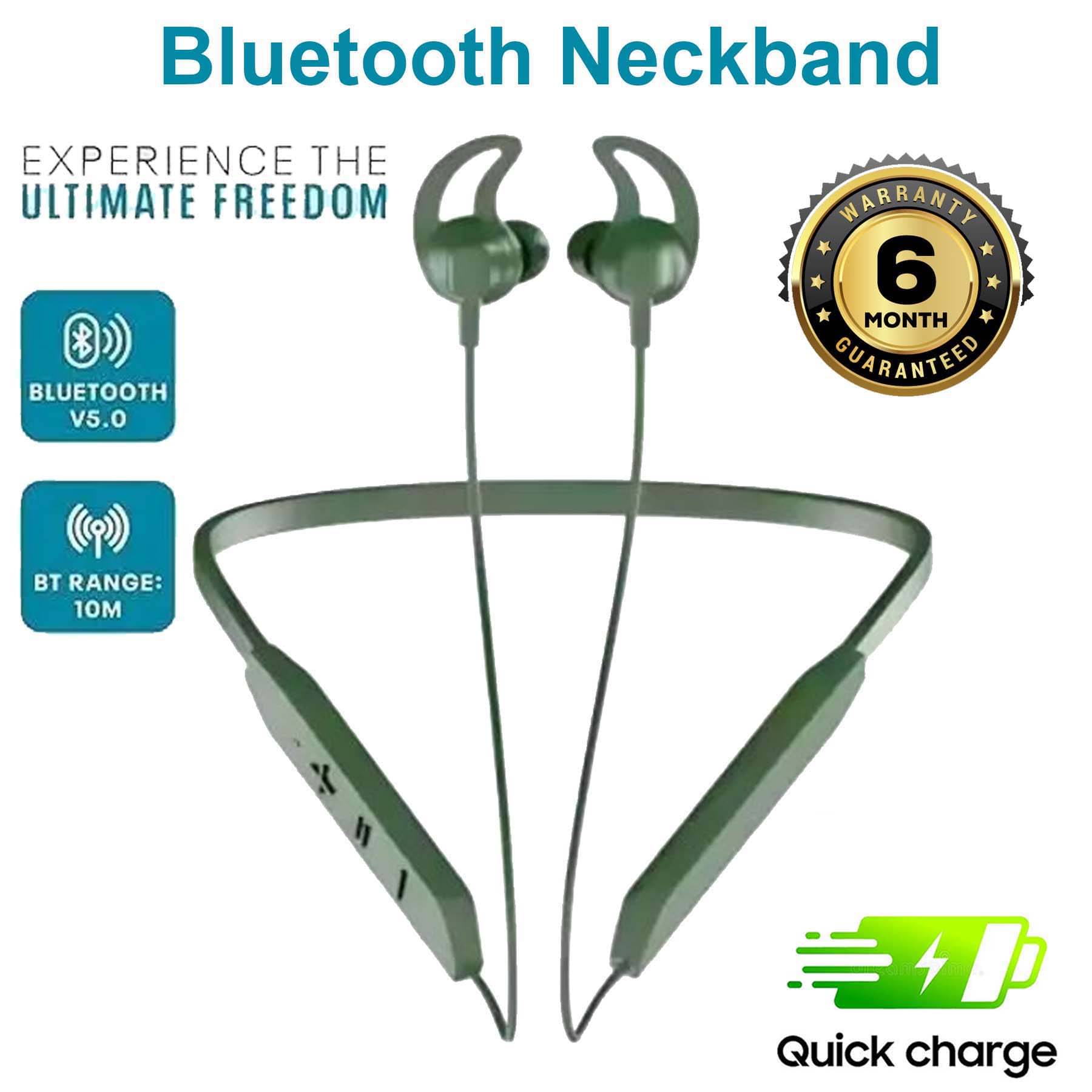 U7 In-The-Ear Bluetooth Headset, Bluetooth Neckband, Powerful Bass with Upto 30h Talktime - Green U7 In-The-Ear Bluetooth Headset, Bluetooth Neckband, Powerful Bass with Upto 30h Talktime - Green