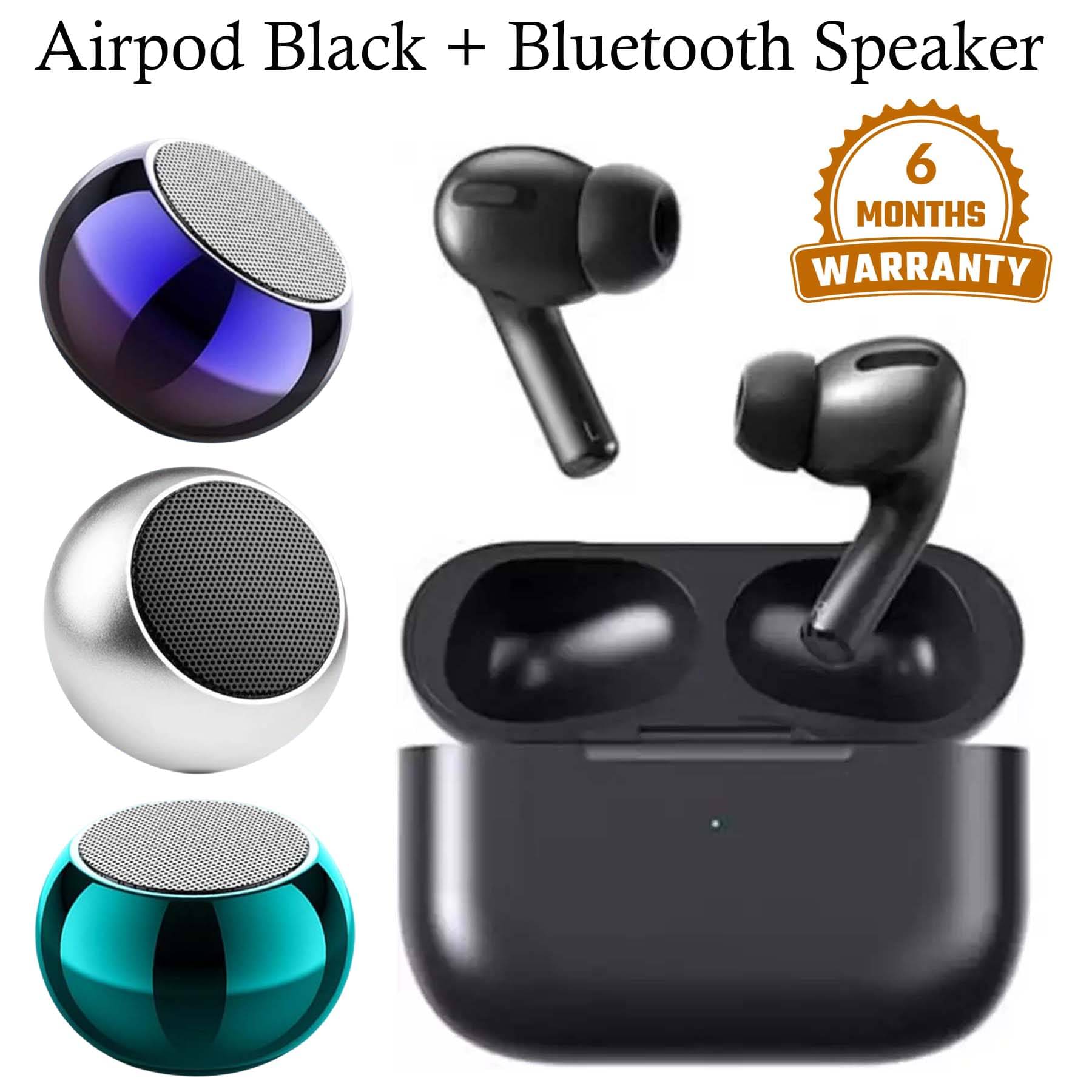     			U7 True Wireless Bluetooth Airbuds, 30 hours of Playback and Deep Bass, Fast Charging + Mini Buetooth Speaker with Long Hours Playtime (Any Random Color) - Combo