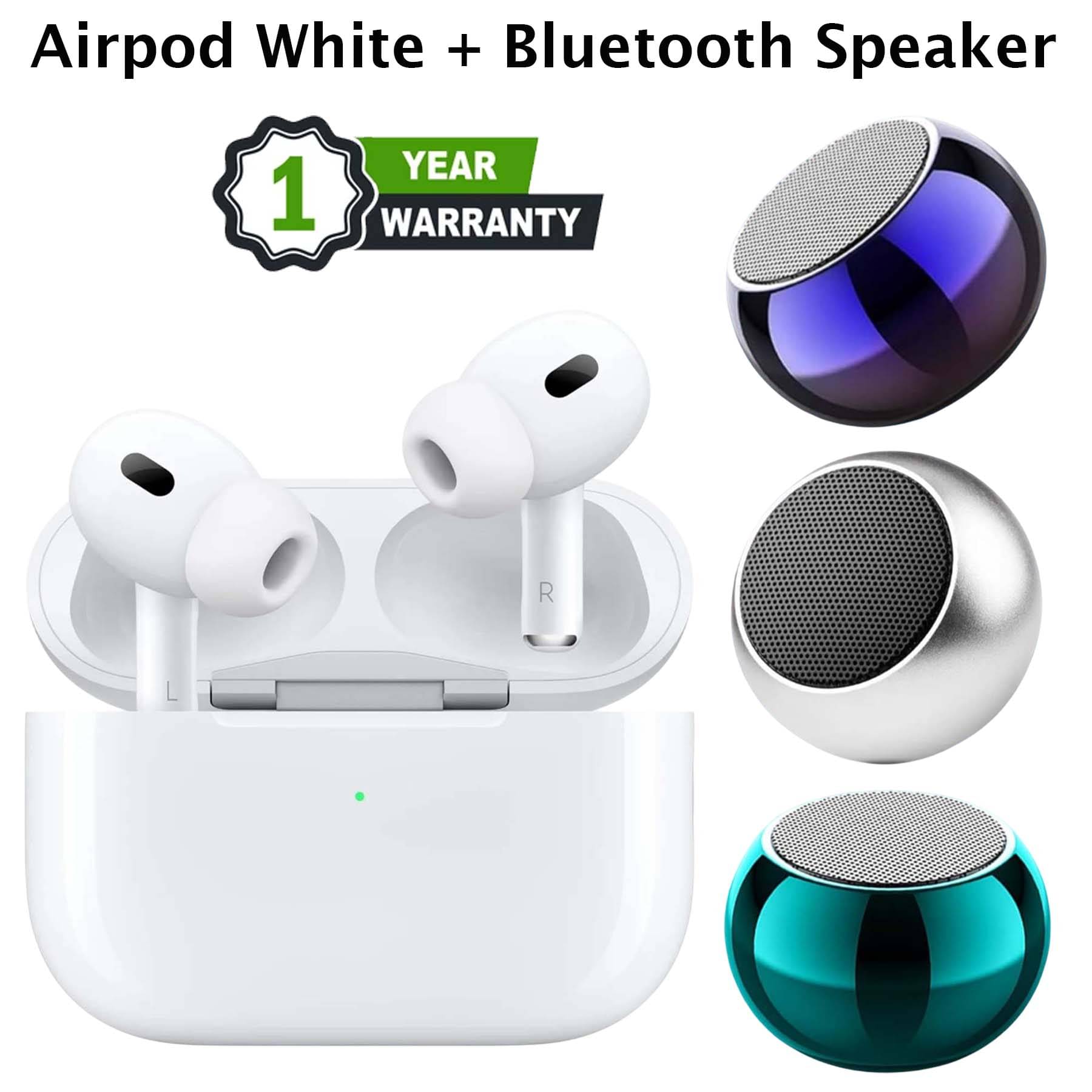     			U7 Tws Airbuds, Fast Charging, 3D Sound, Powerfull Bass, 30 hours Playback + Mini Bluetooth Speaker with Playback Time 4 hrs - Combo