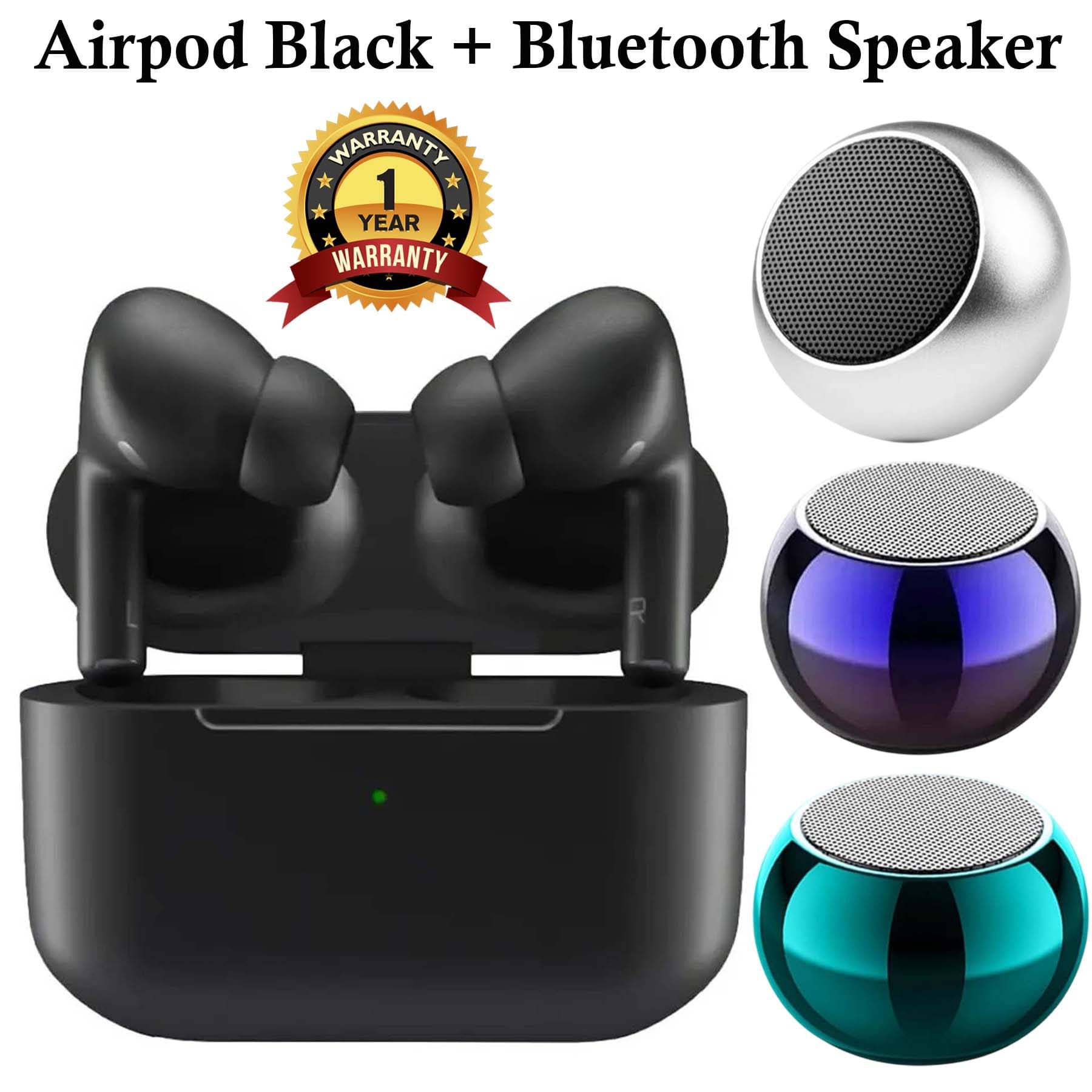     			U7 Tws Bluetooth Headphone, 30 hours of Playback and Deep Bass, Crystal Clear Call + Mini Bluetooth Speaker with 4 hours playback time (Any Random Color) - Combo