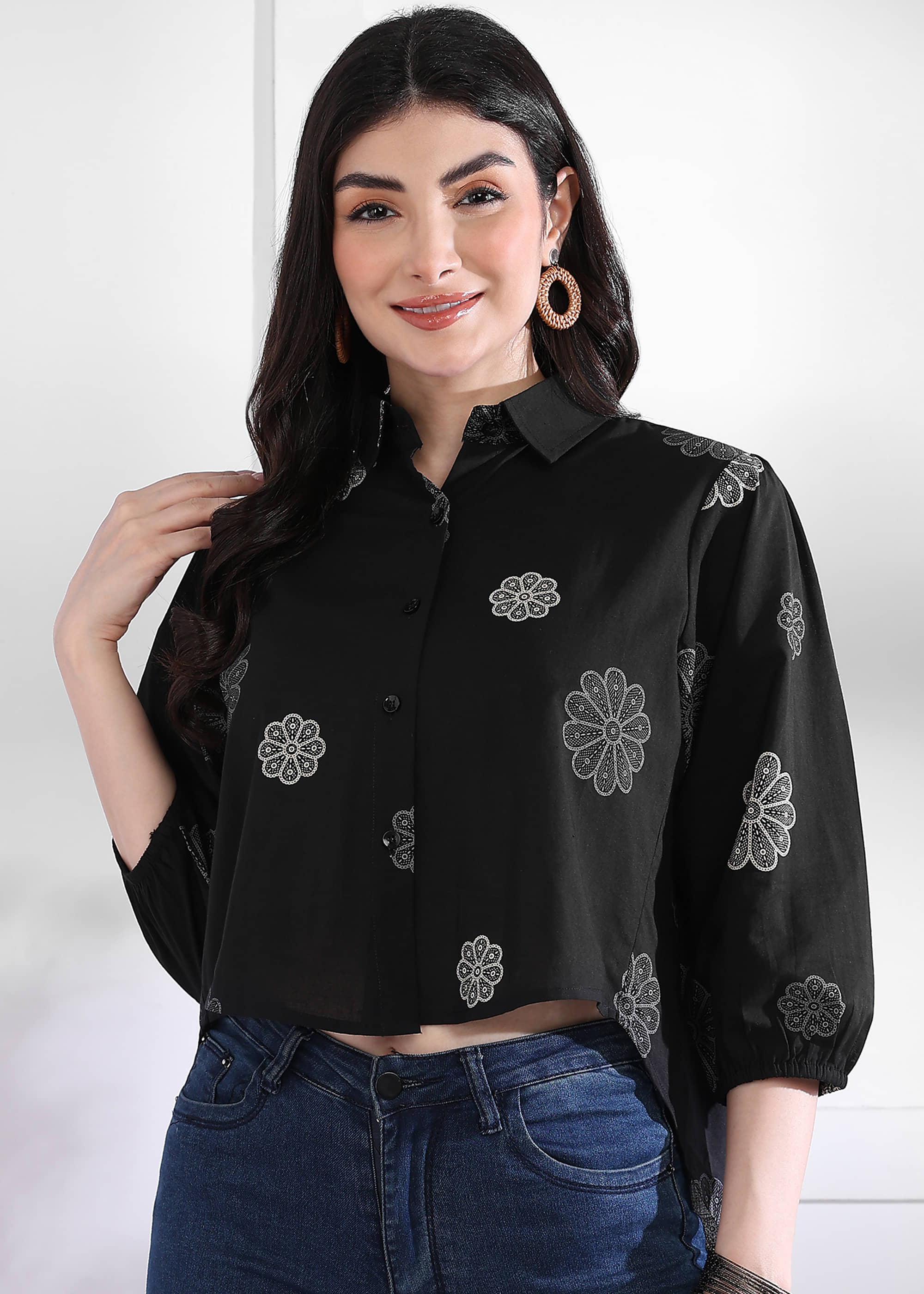 Vbuyz Women's Cotton Crop Top ( Black )