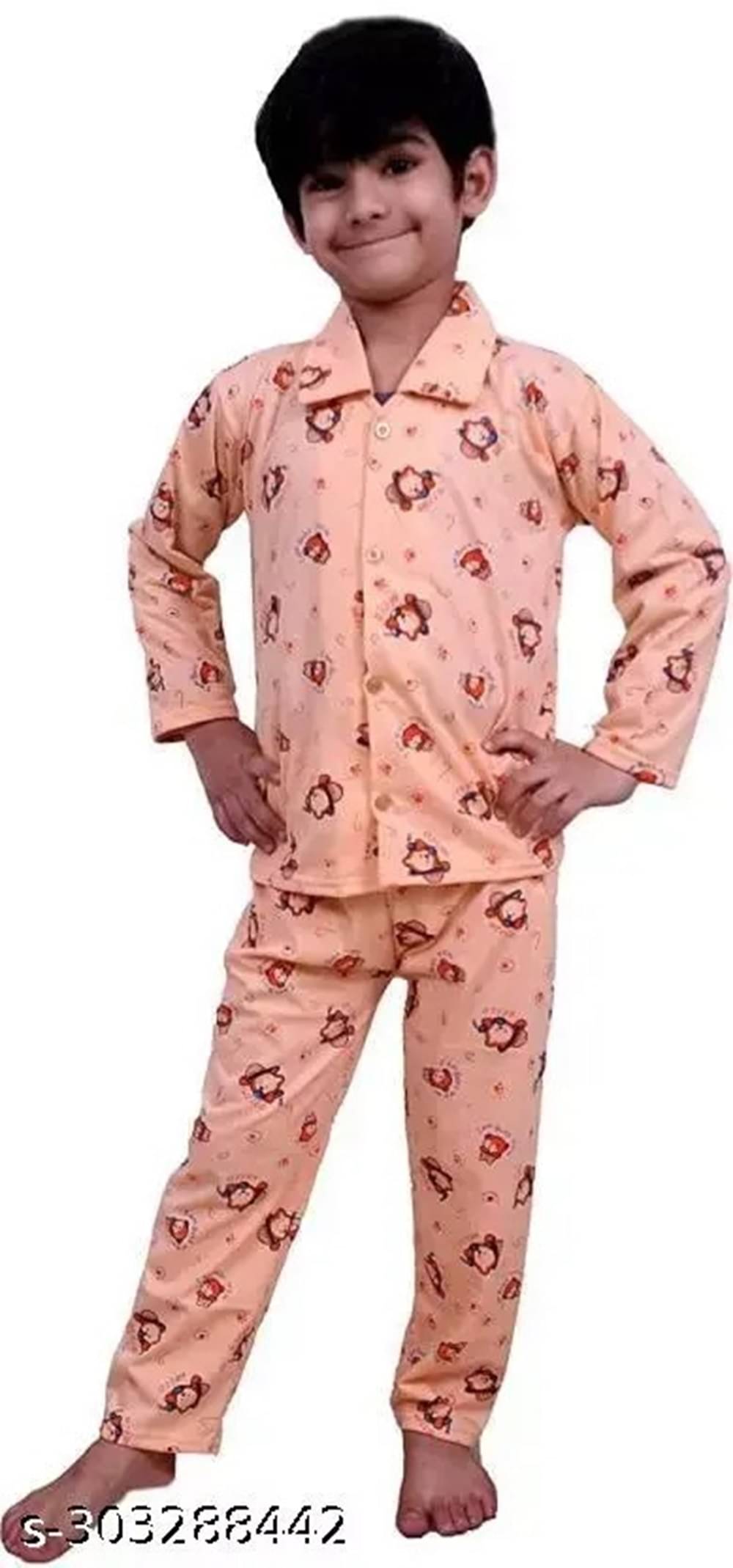 Villata fashion Pack of 1 Boys 100% Cotton Nightsuit Set ( Peach ) Villata fashion Pack of 1 Boys 100% Cotton Nightsuit Set ( Peach )