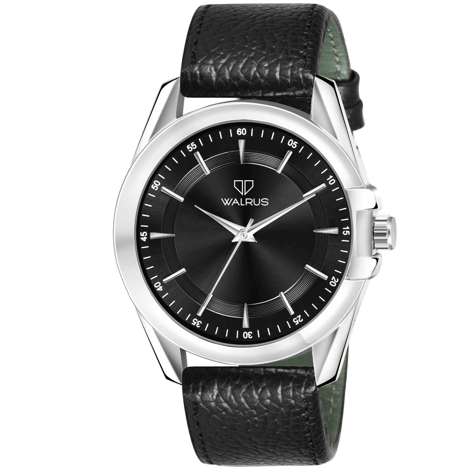     			Walrus Black PU Analog Men's Watch