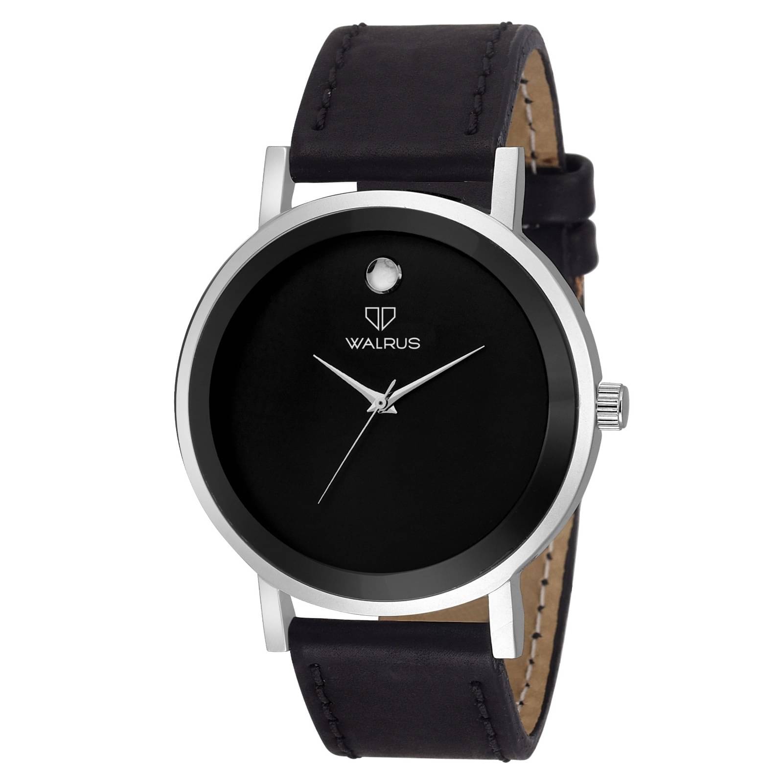     			Walrus Black PU Analog Men's Watch