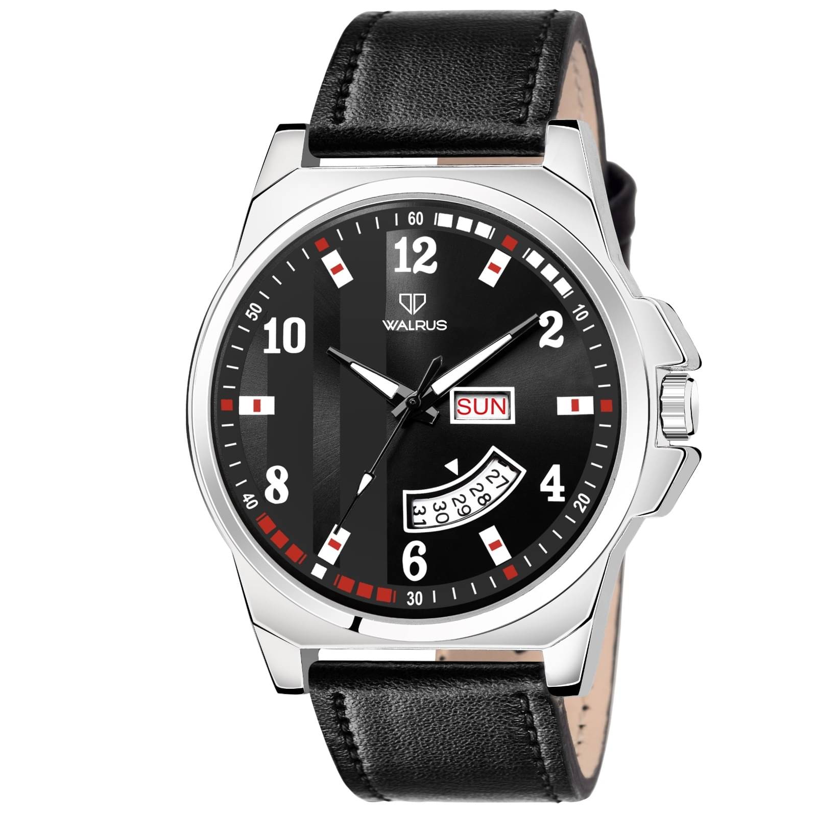     			Walrus Black PU Analog Men's Watch