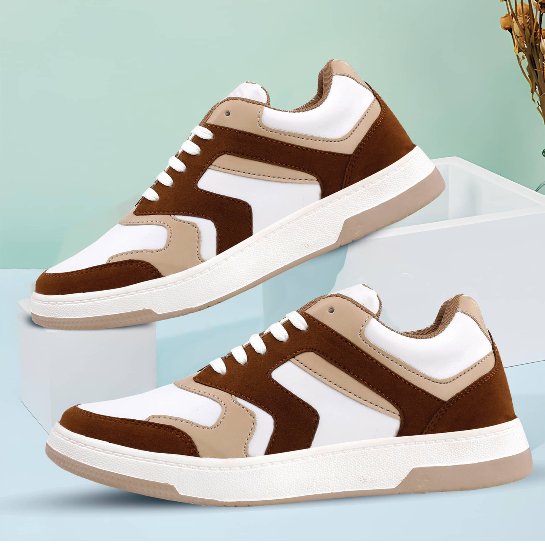     			YUVRATO BAXI Men's Casual Sneakers Laceup Shoes. Brown Men's Sneakers