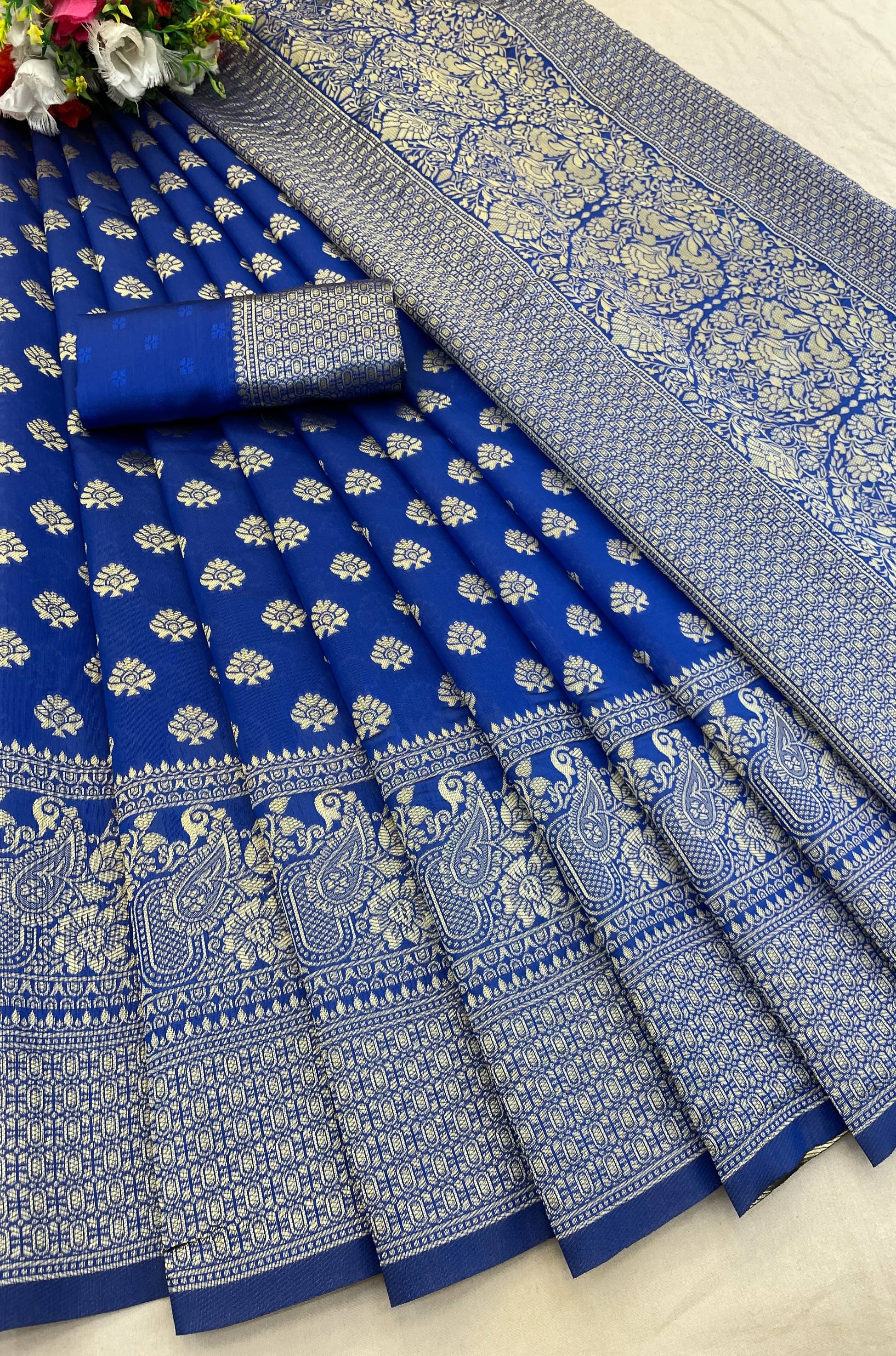     			fab woven Art Silk Woven Kanjeevaram Sarees With Unstitched Blouse Piece ( Blue )