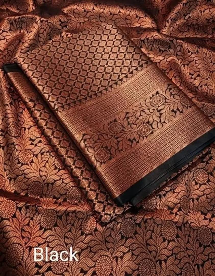     			fab woven Art Silk Woven Banarasi saree With Unstitched Blouse Piece ( Black )