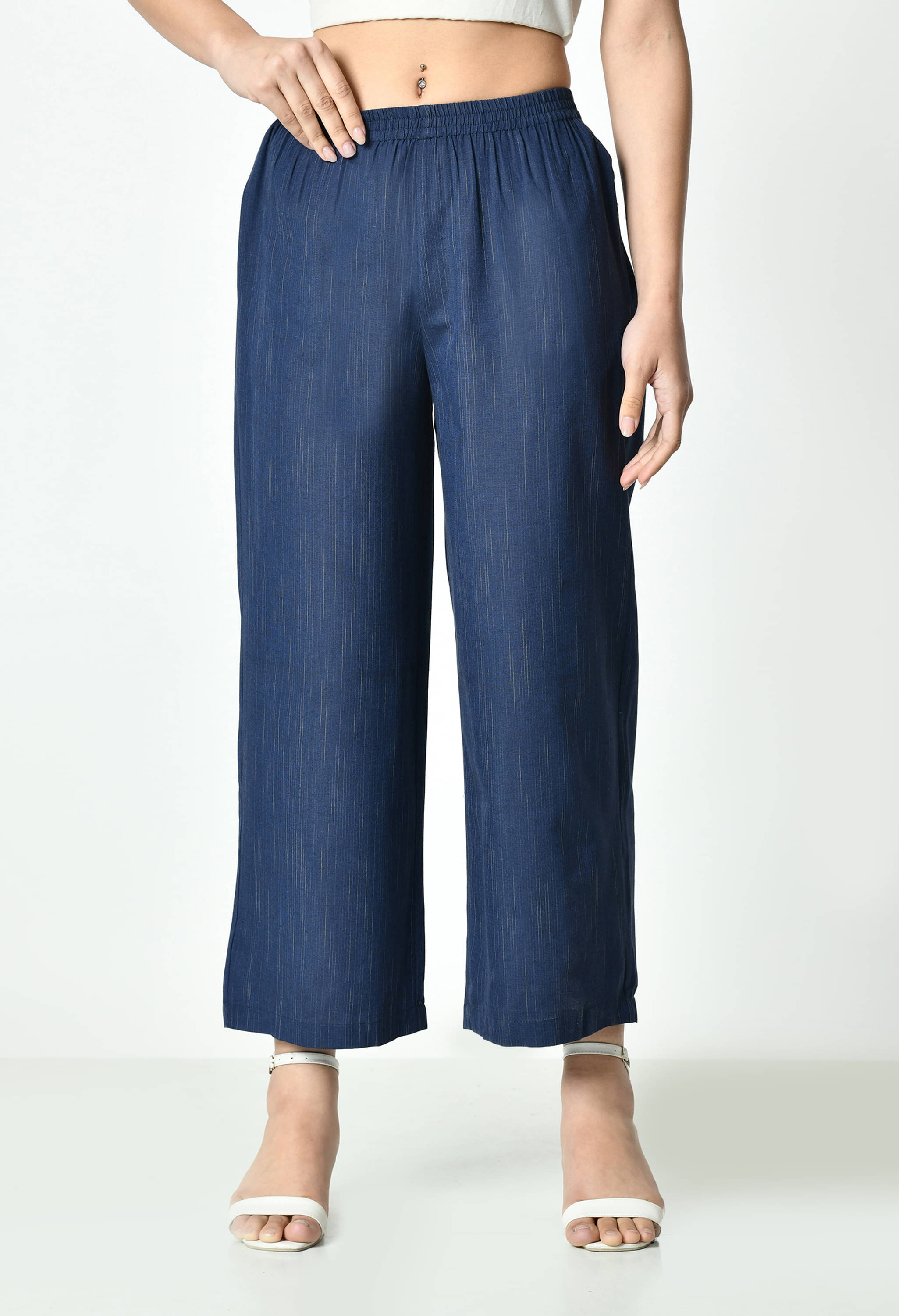     			ALL WAYS YOU Pack of 1 Cotton Blend Straight Women's Palazzos ( Blue )