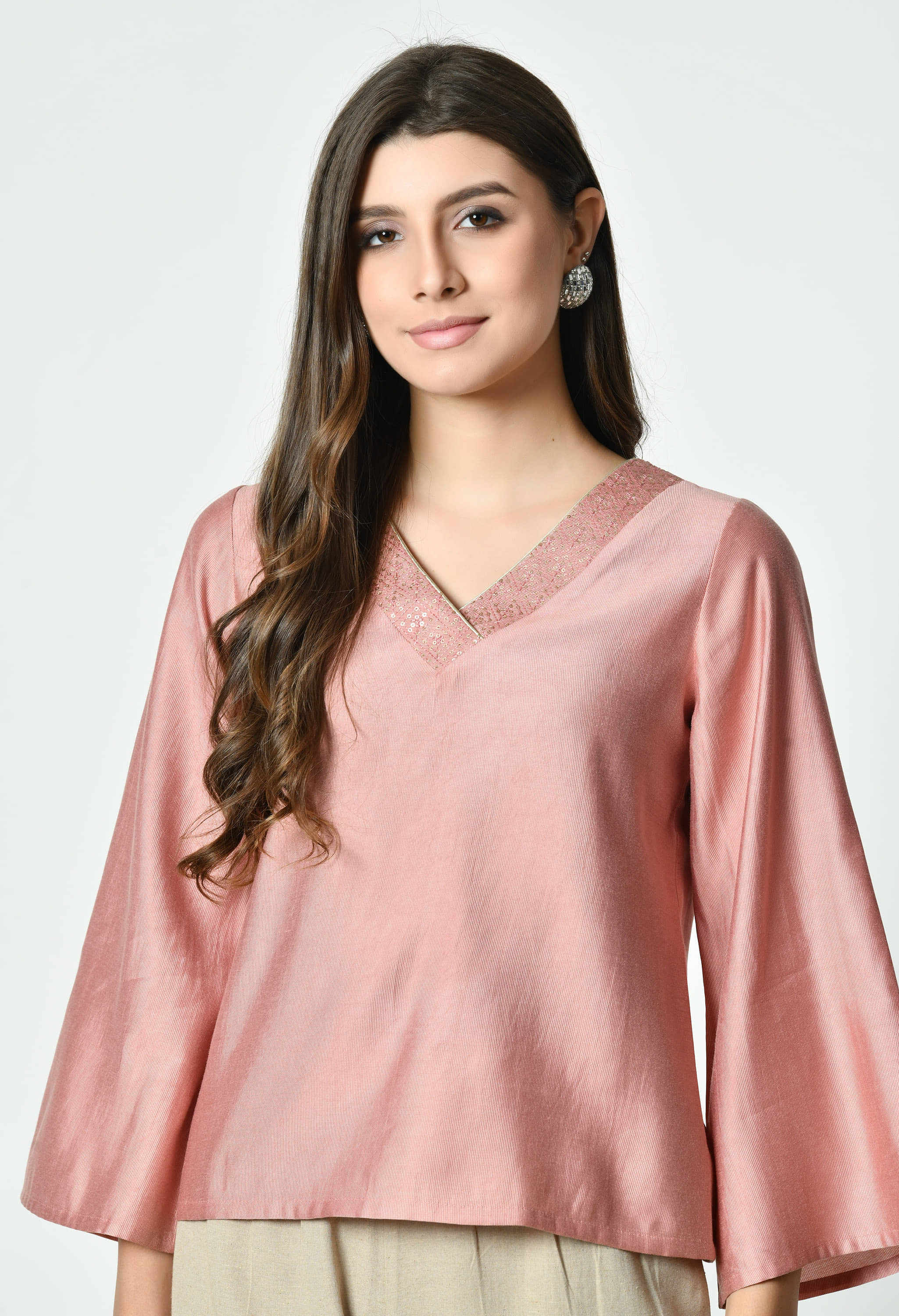 ALL WAYS YOU Women's Silk Regular Top ( Pink )