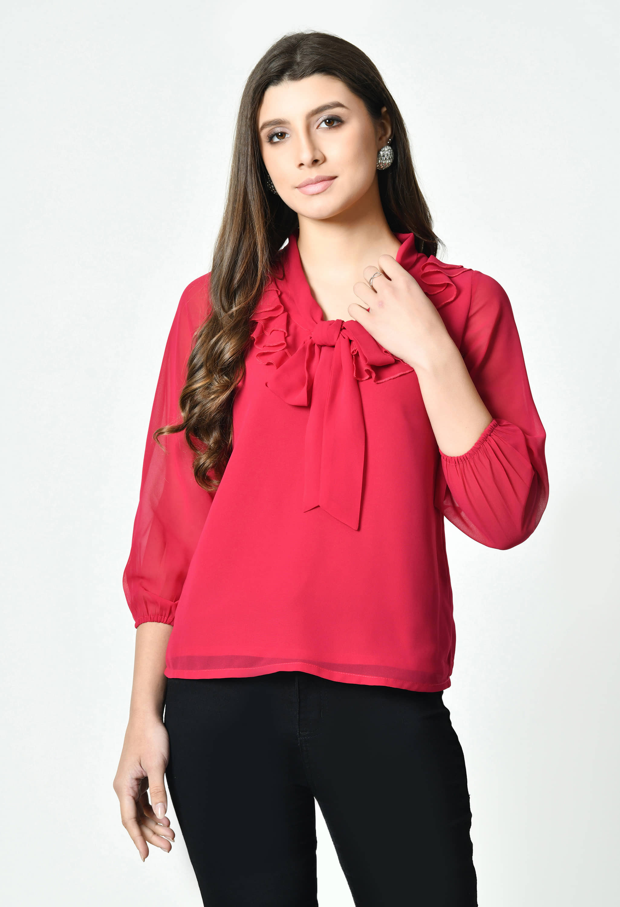 ALL WAYS YOU Women's Georgette Regular Top ( Pink )
