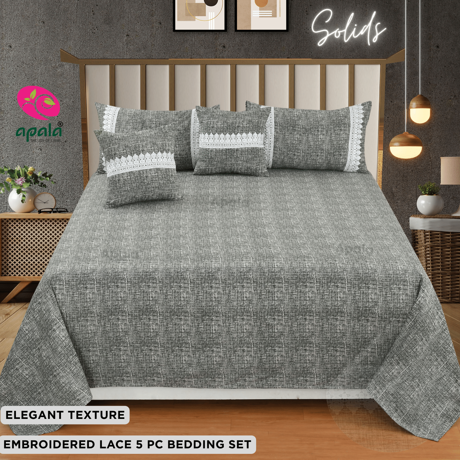     			Apala Microfiber 1 Double Bedsheet with 2 Pillow Covers ( Grey )